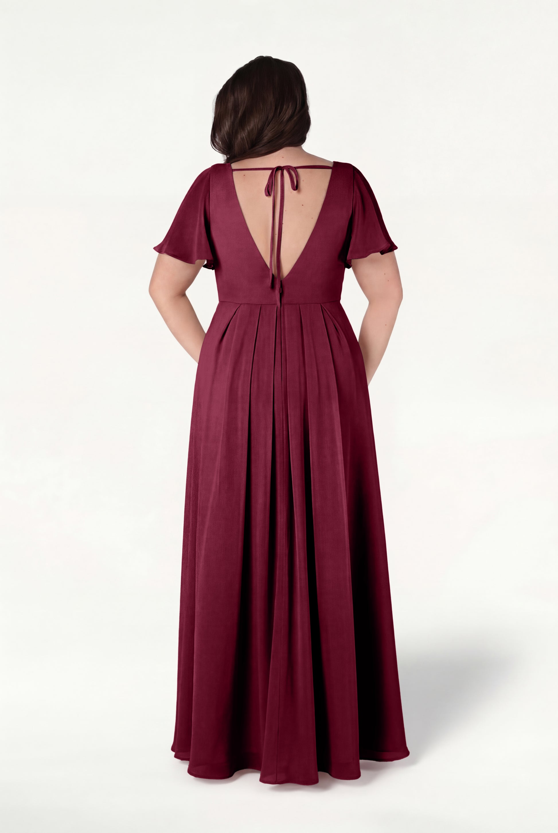 TH&TH Phoebe Bridesmaid Dress In Merlot Chiffon TH&TH Phoebe Bridesmaid Dress In Merlot Chiffon