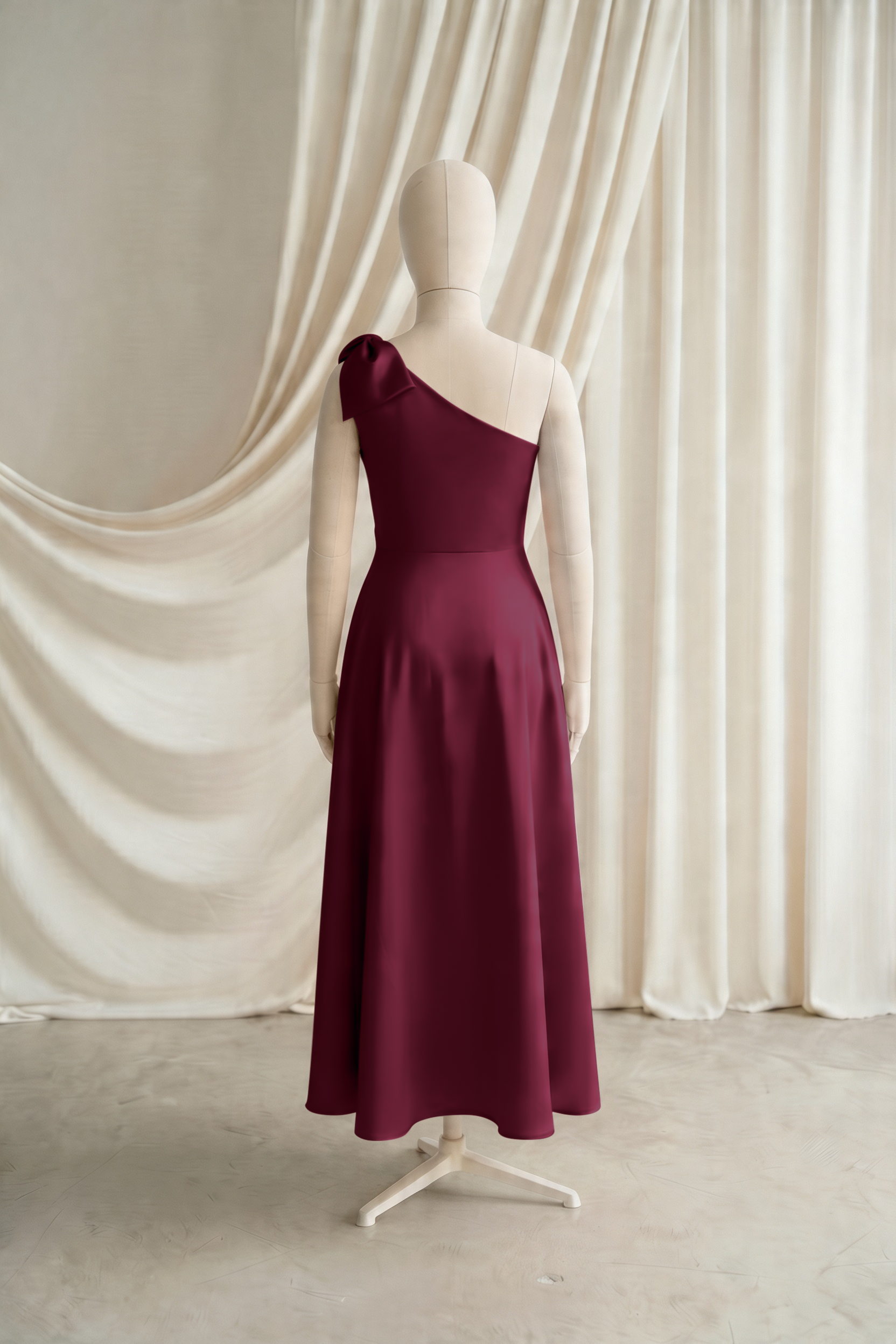 Zara Junior Bridesmaid Dress in Merlot Satin