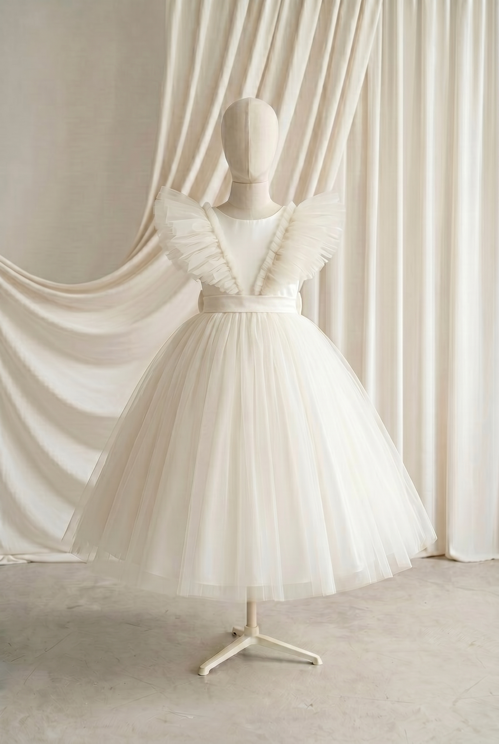 Mimi Flower Girl Dress in Ivory Tulle