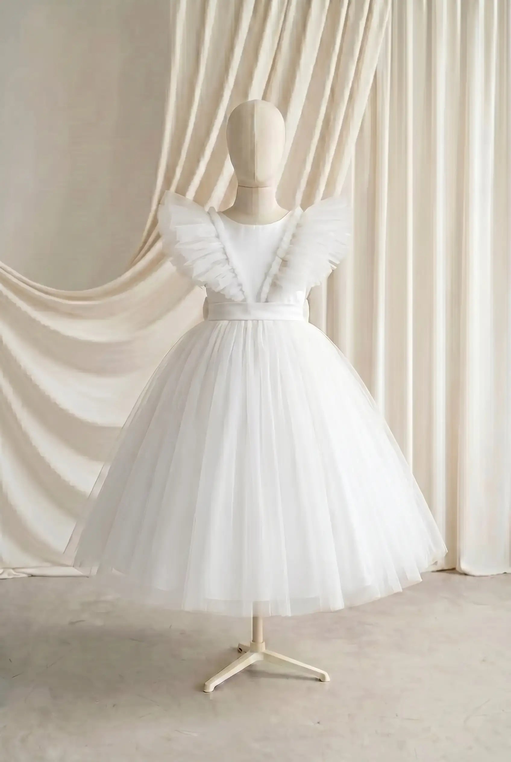 Mimi Flower Girl Dress in White Tulle