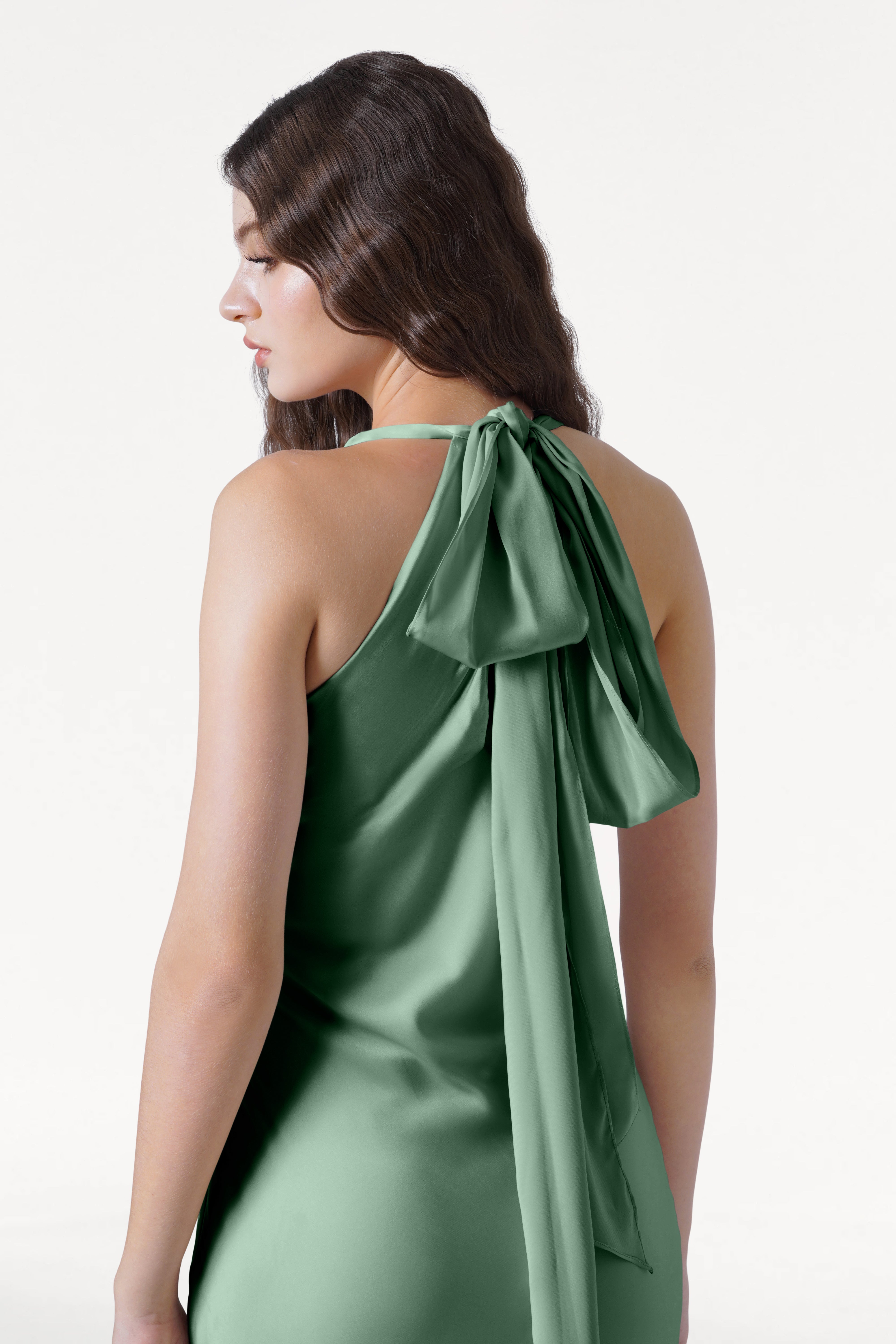 Mira Bridesmaid Dress in Sage Green Satin