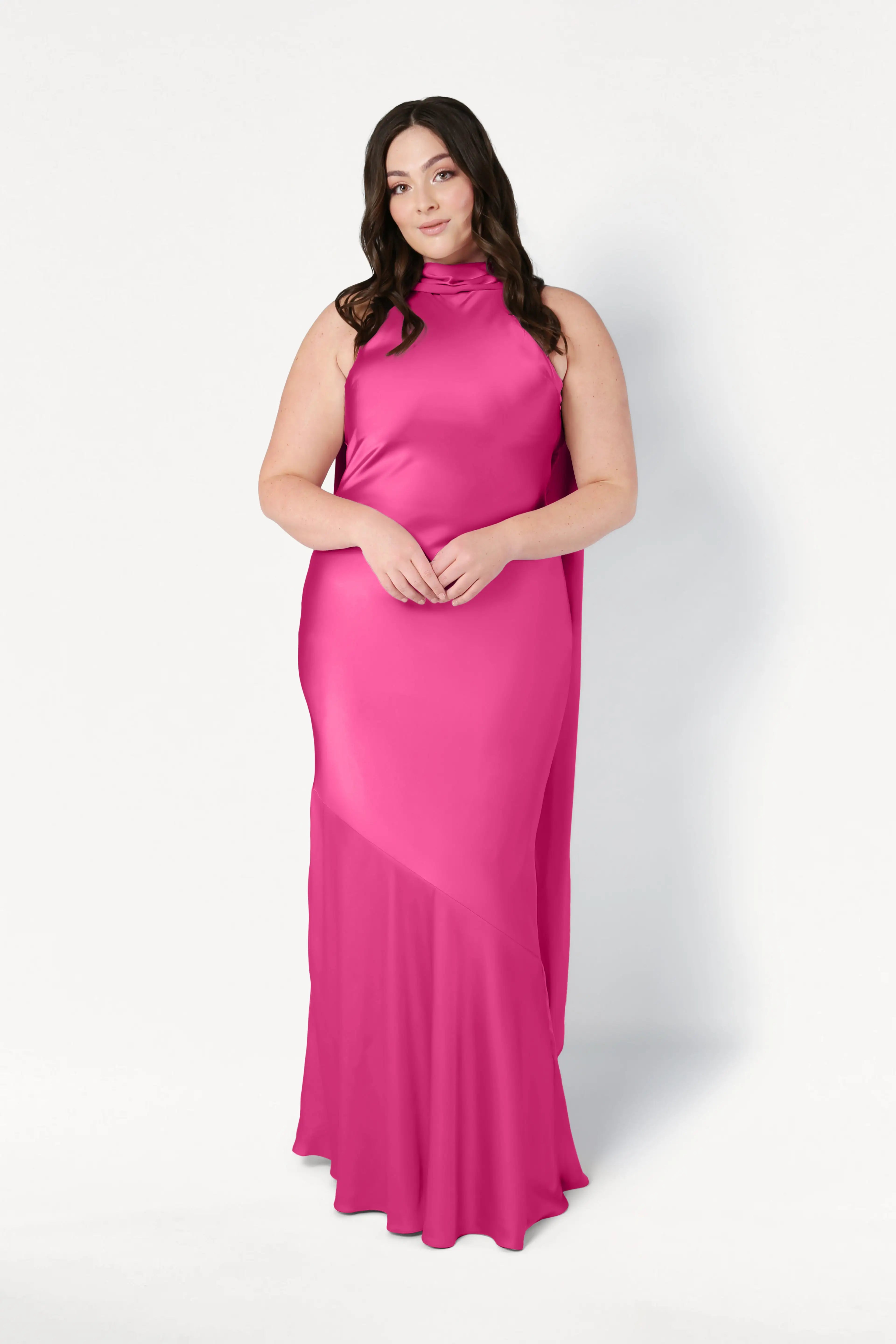 Mira Bridesmaid Dress in Cerise Satin