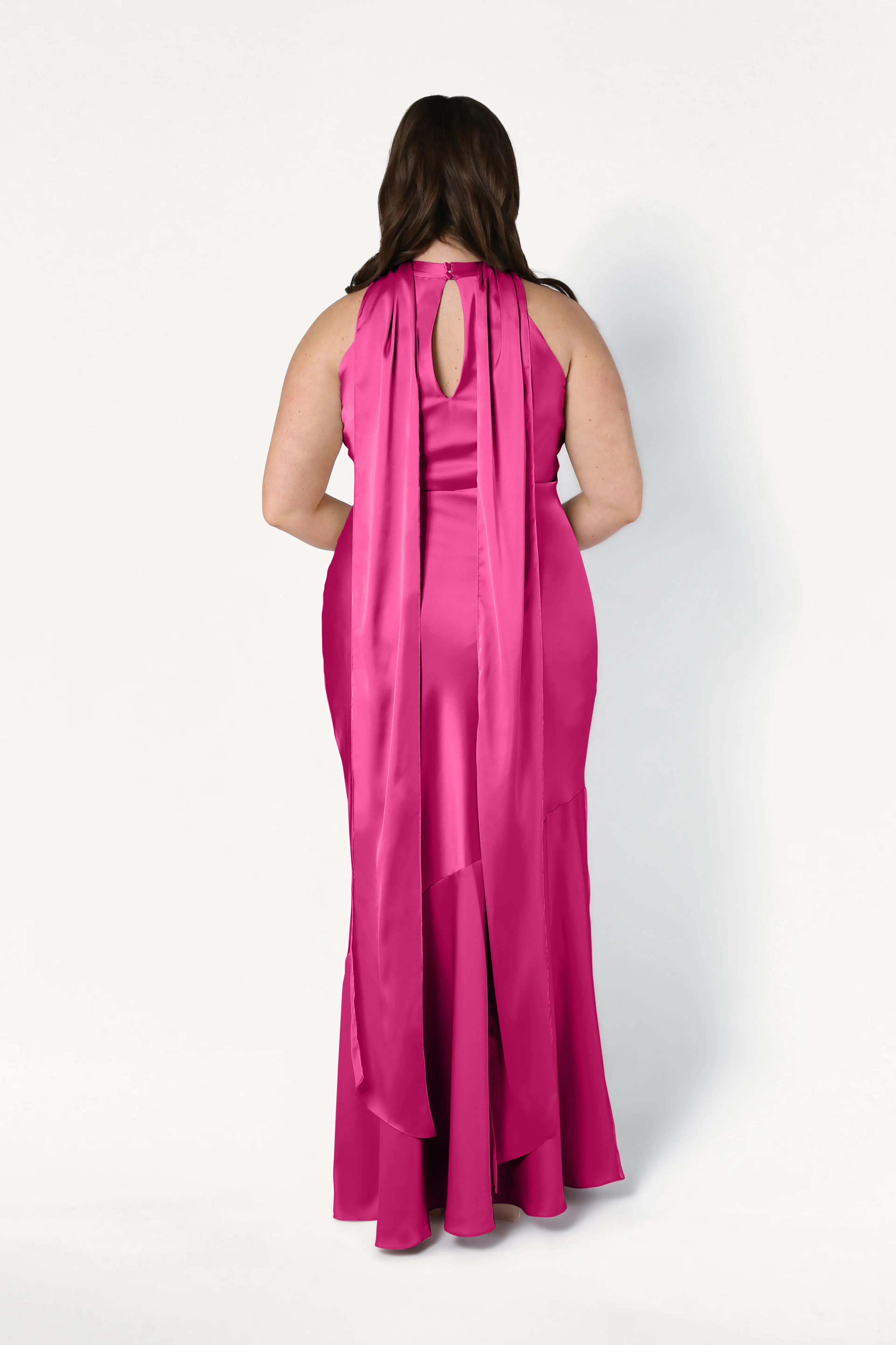 Mira Bridesmaid Dress in Cerise Satin