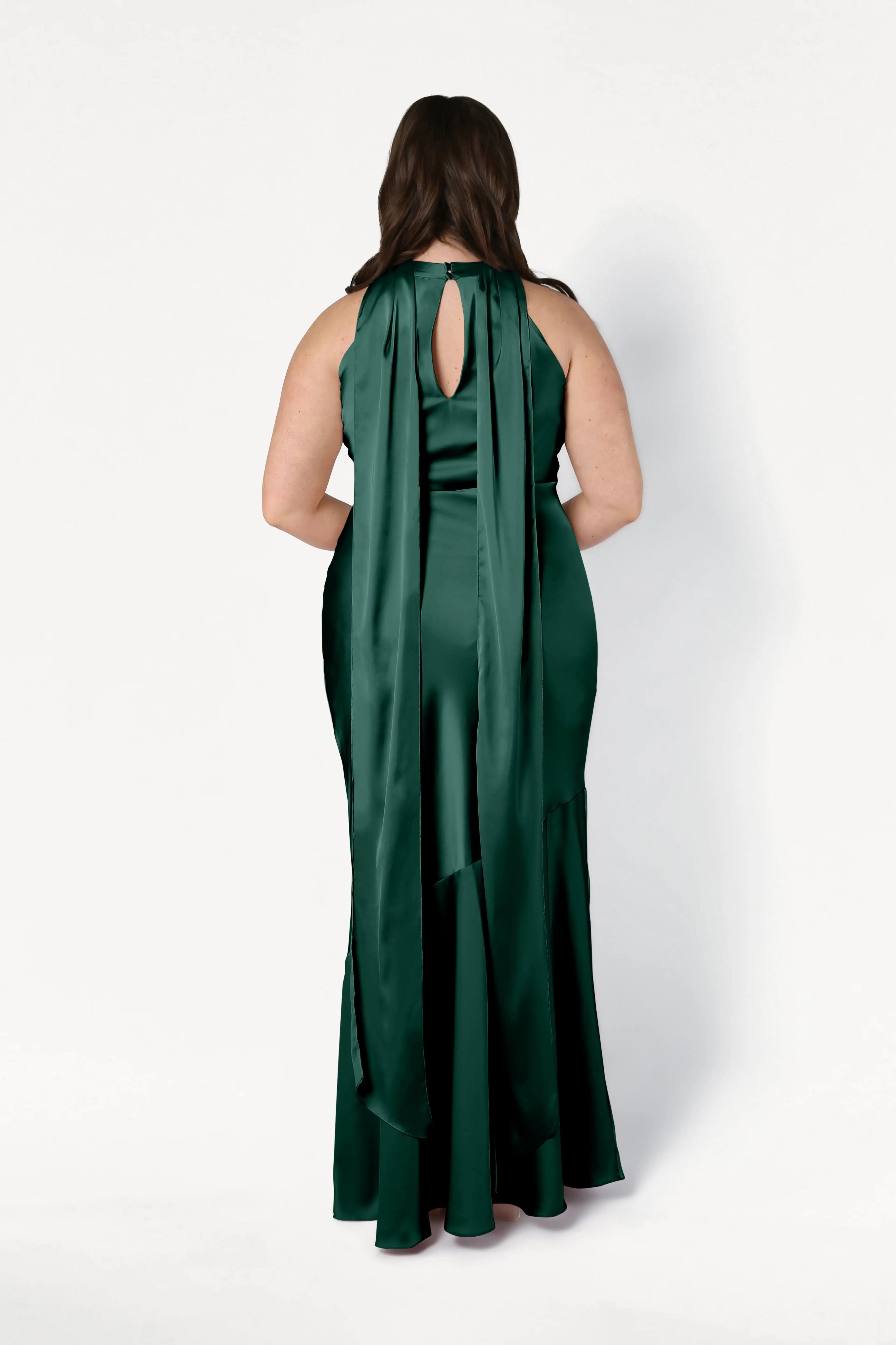 Mira Bridesmaid Dress in Forest Green Satin