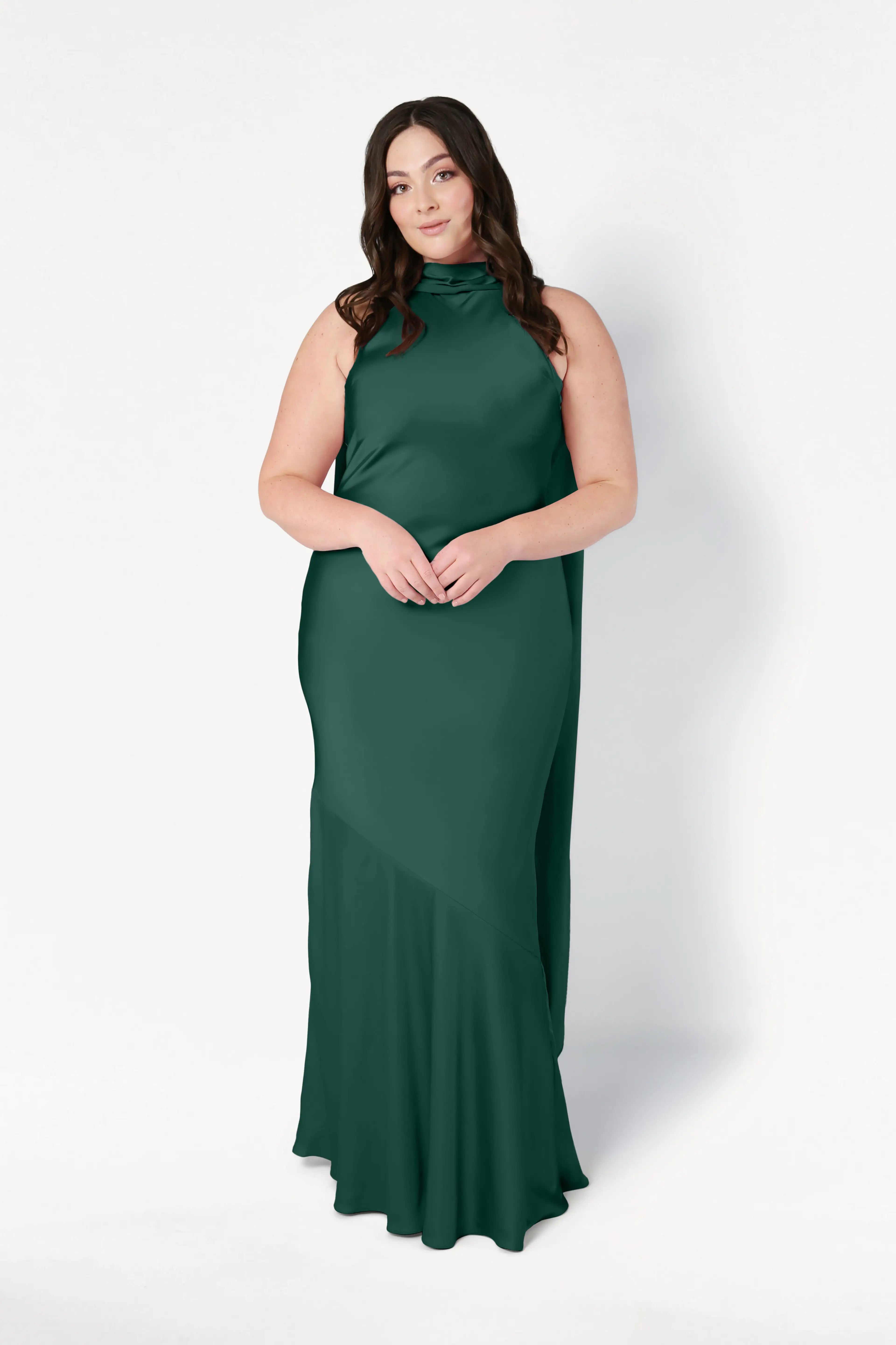 Mira Bridesmaid Dress in Forest Green Satin
