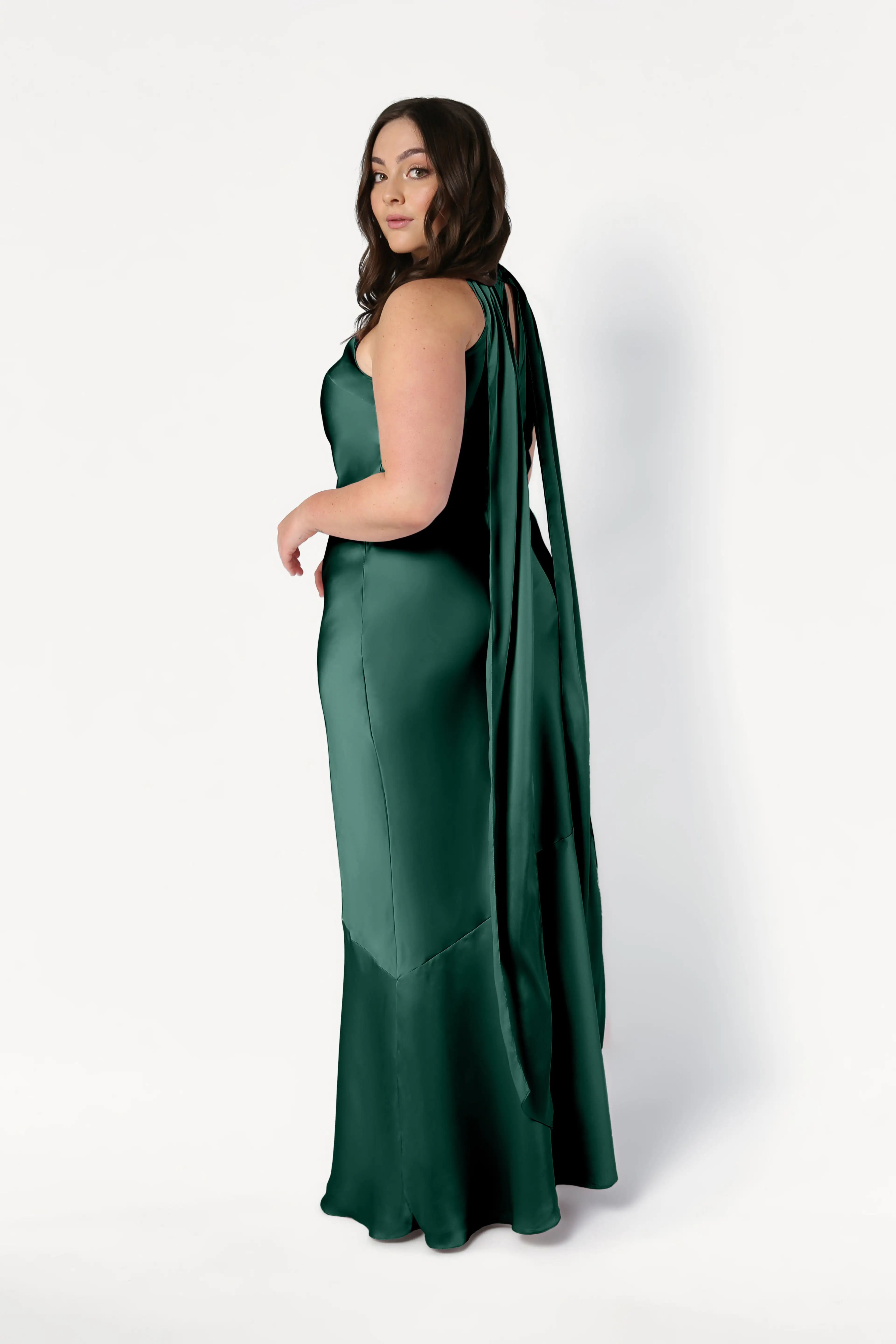 Mira Bridesmaid Dress in Forest Green Satin