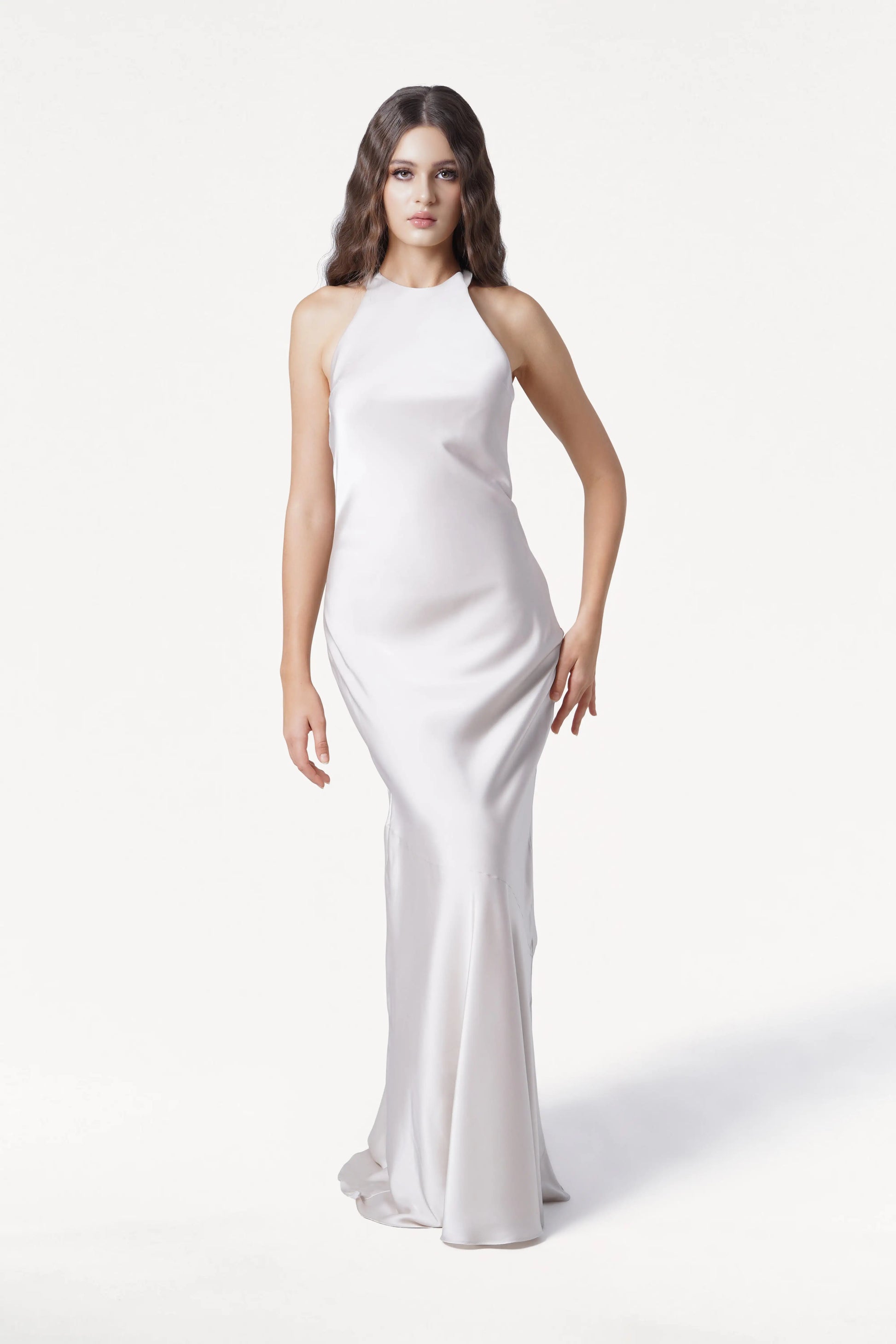 Mira Bridesmaid Dress in Oyster Satin