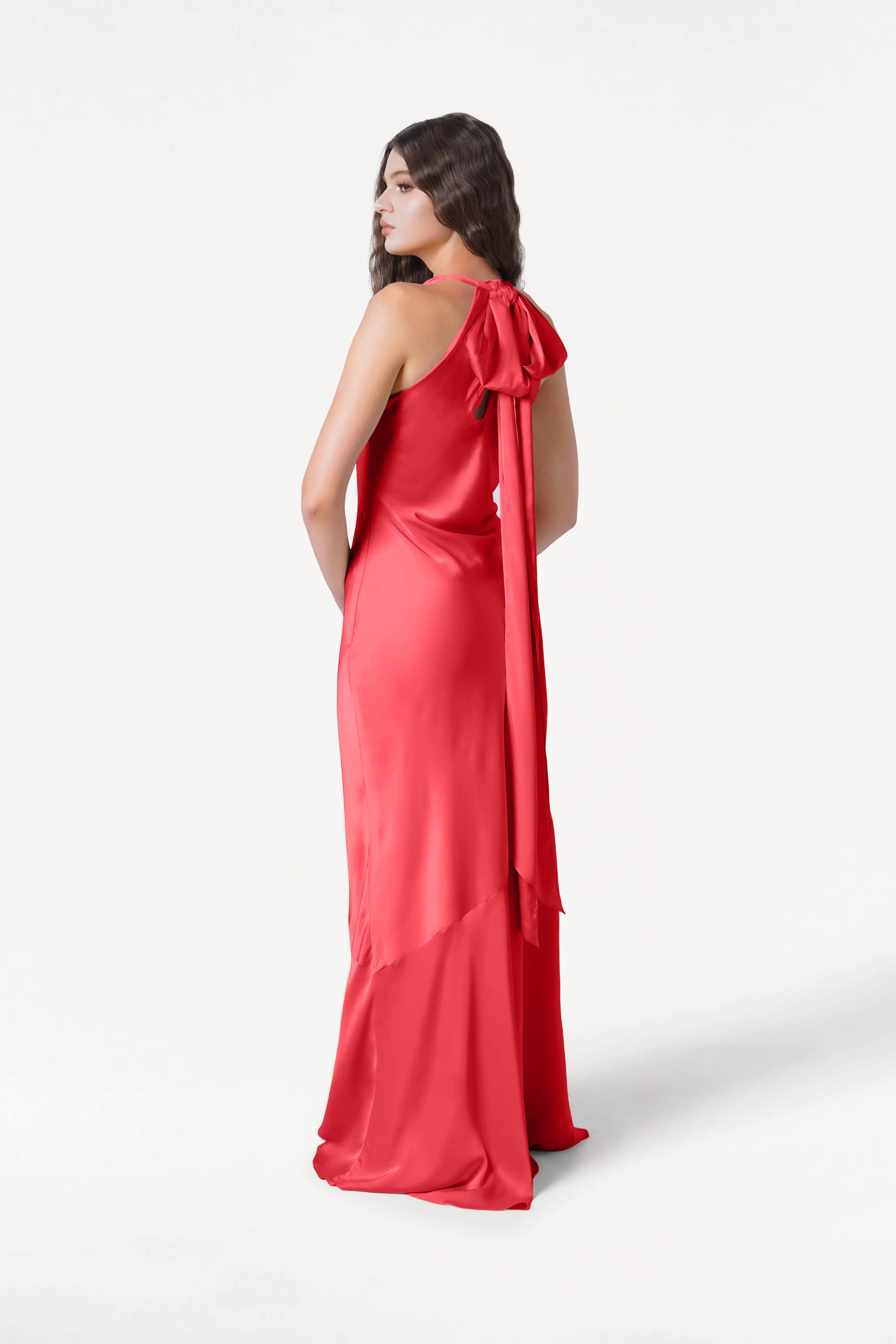 Mira Bridesmaid Dress in Ruby Satin