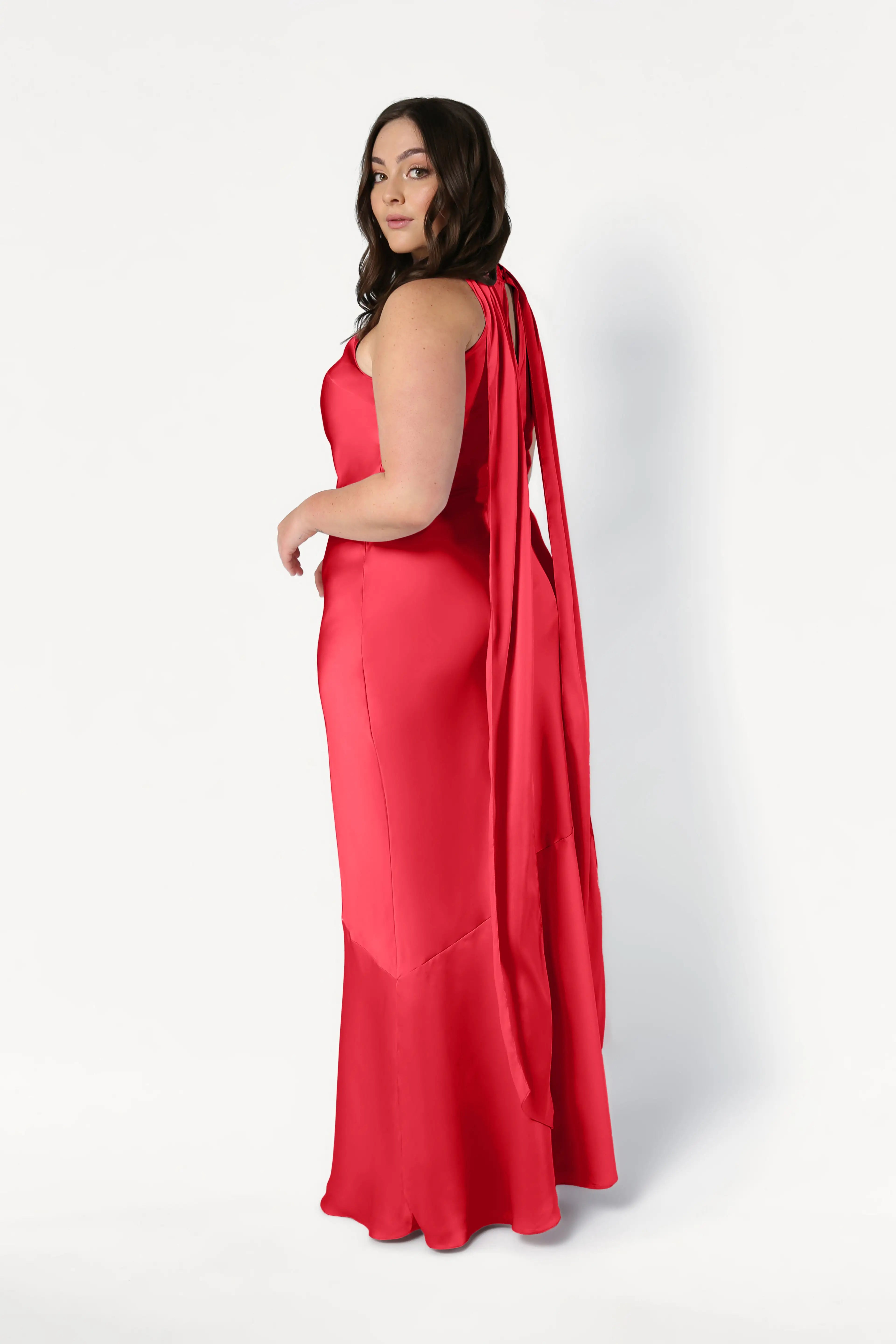Mira Bridesmaid Dress in Ruby Satin