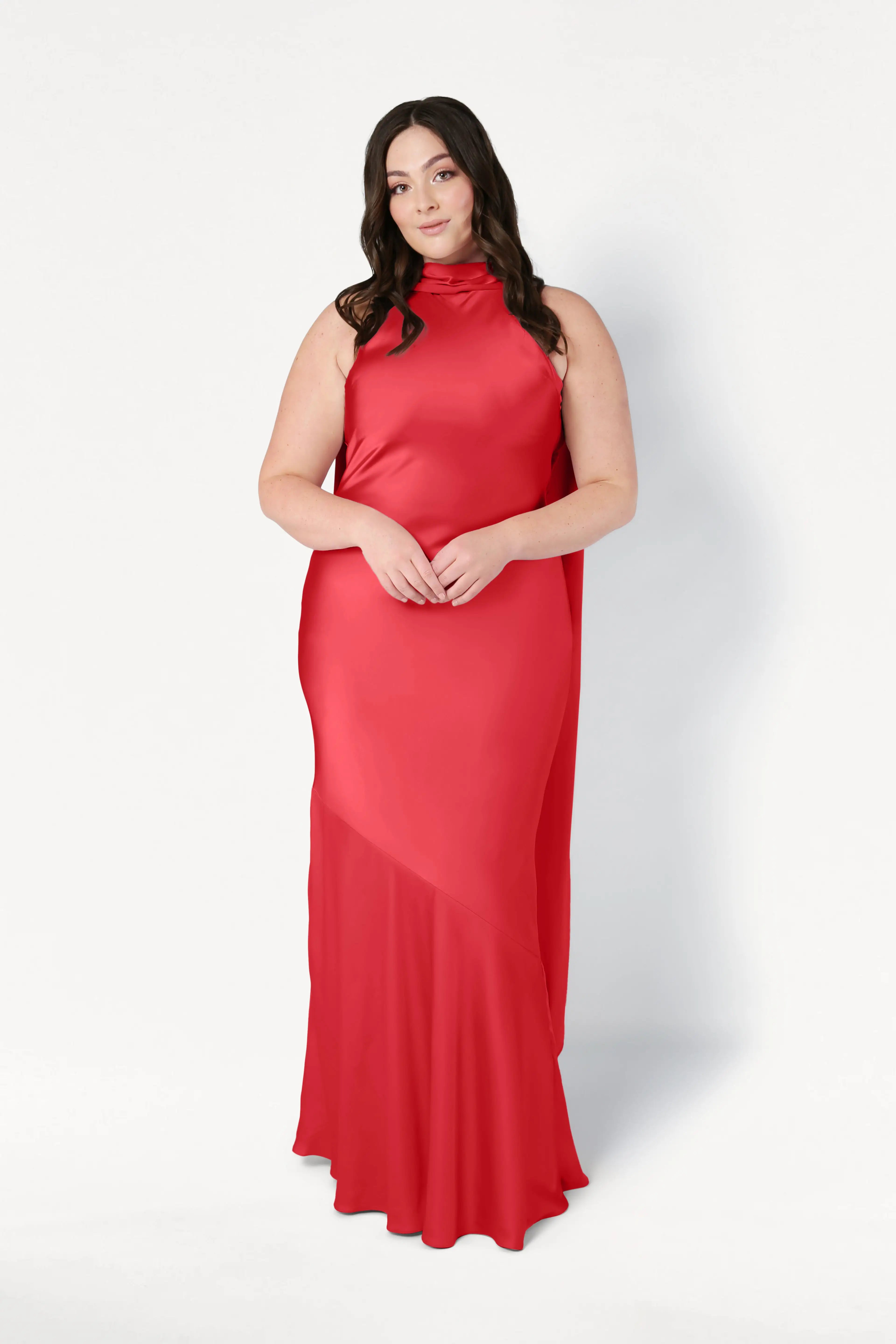 Mira Bridesmaid Dress in Ruby Satin