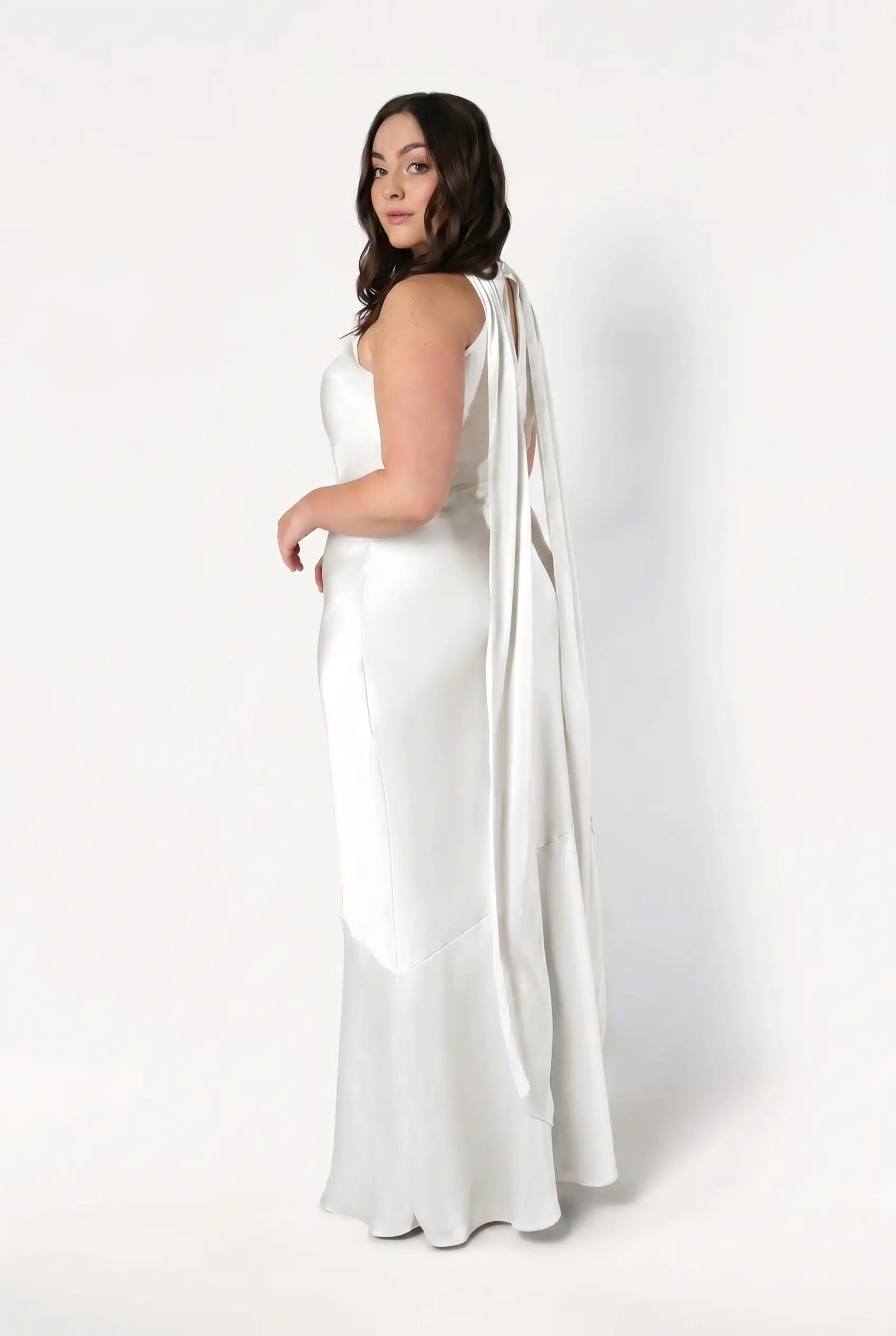 Mira Dress in Ivory Satin