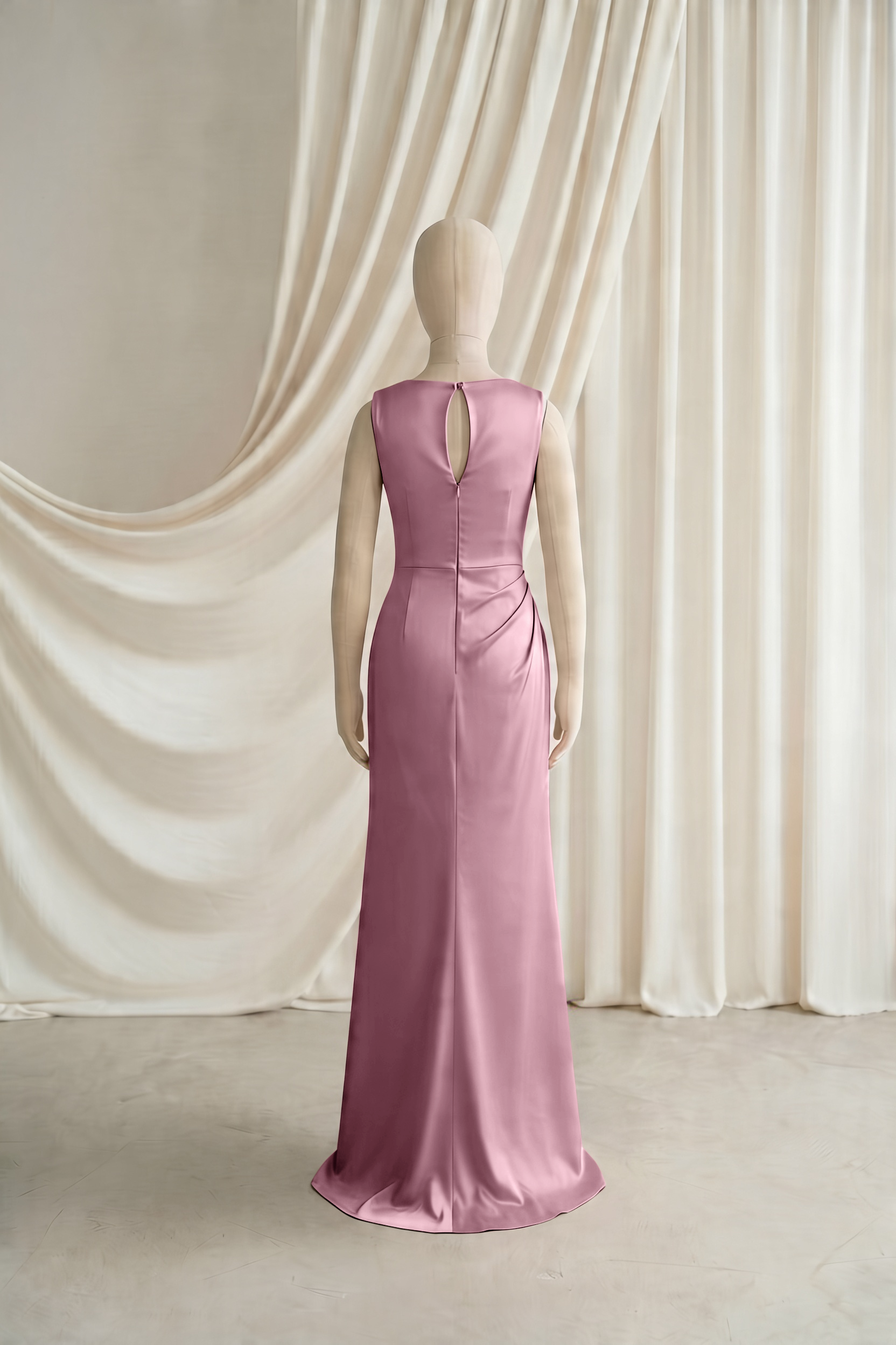 Nala Junior Bridesmaid Dress in Rose Pink Satin