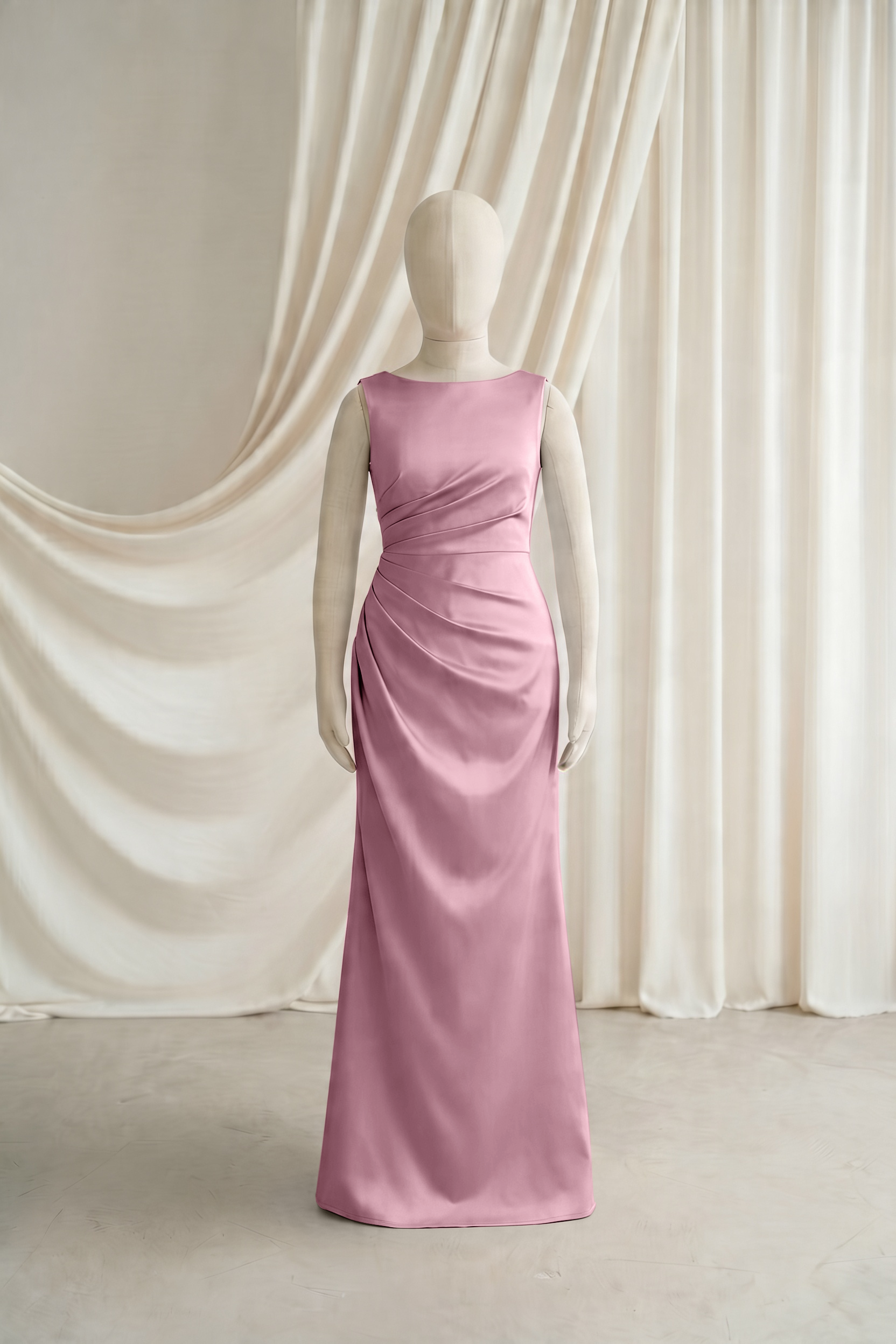 Nala Junior Bridesmaid Dress in Rose Pink Satin
