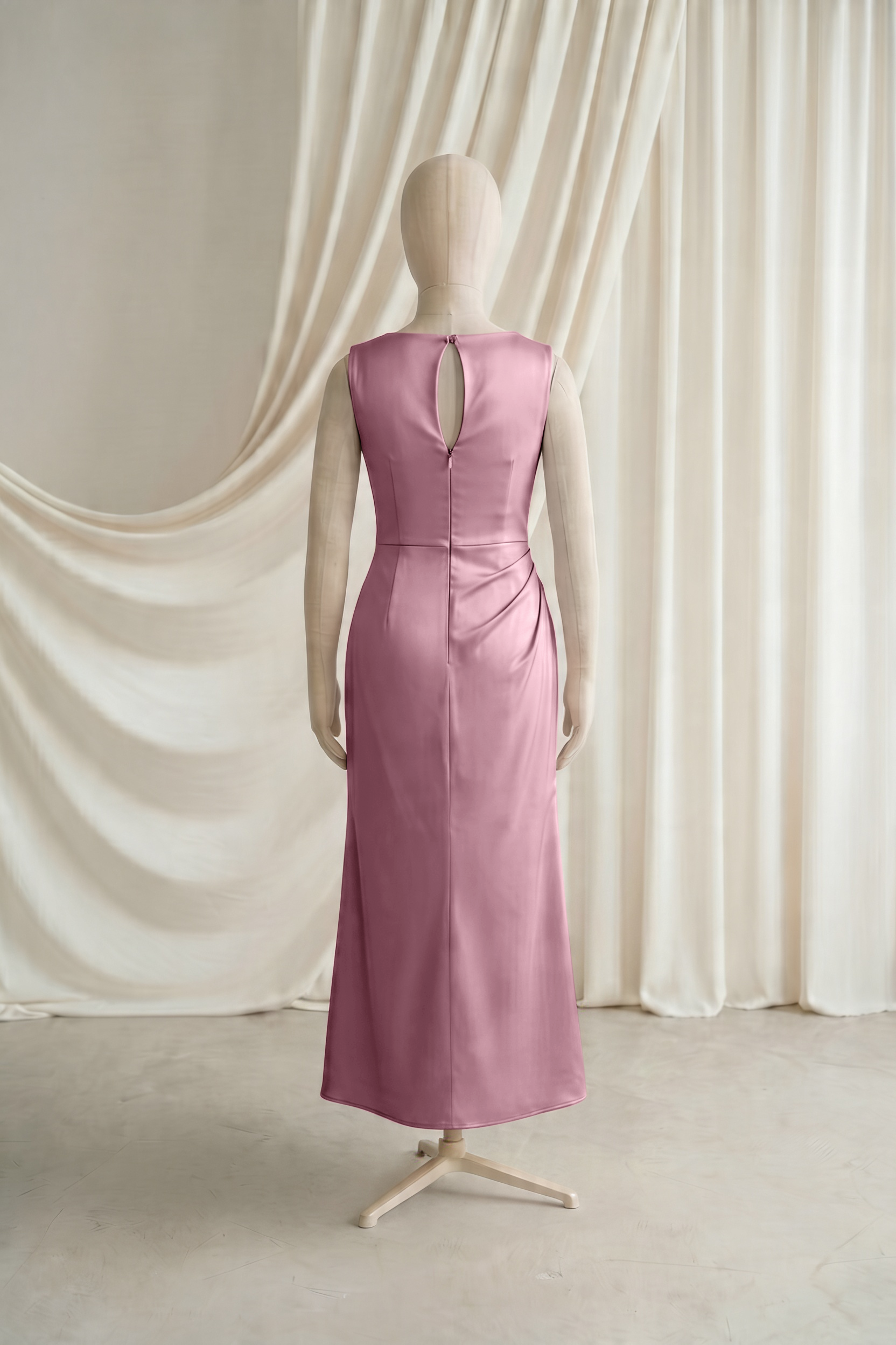 Nala Junior Bridesmaid Dress in Rose Pink Satin