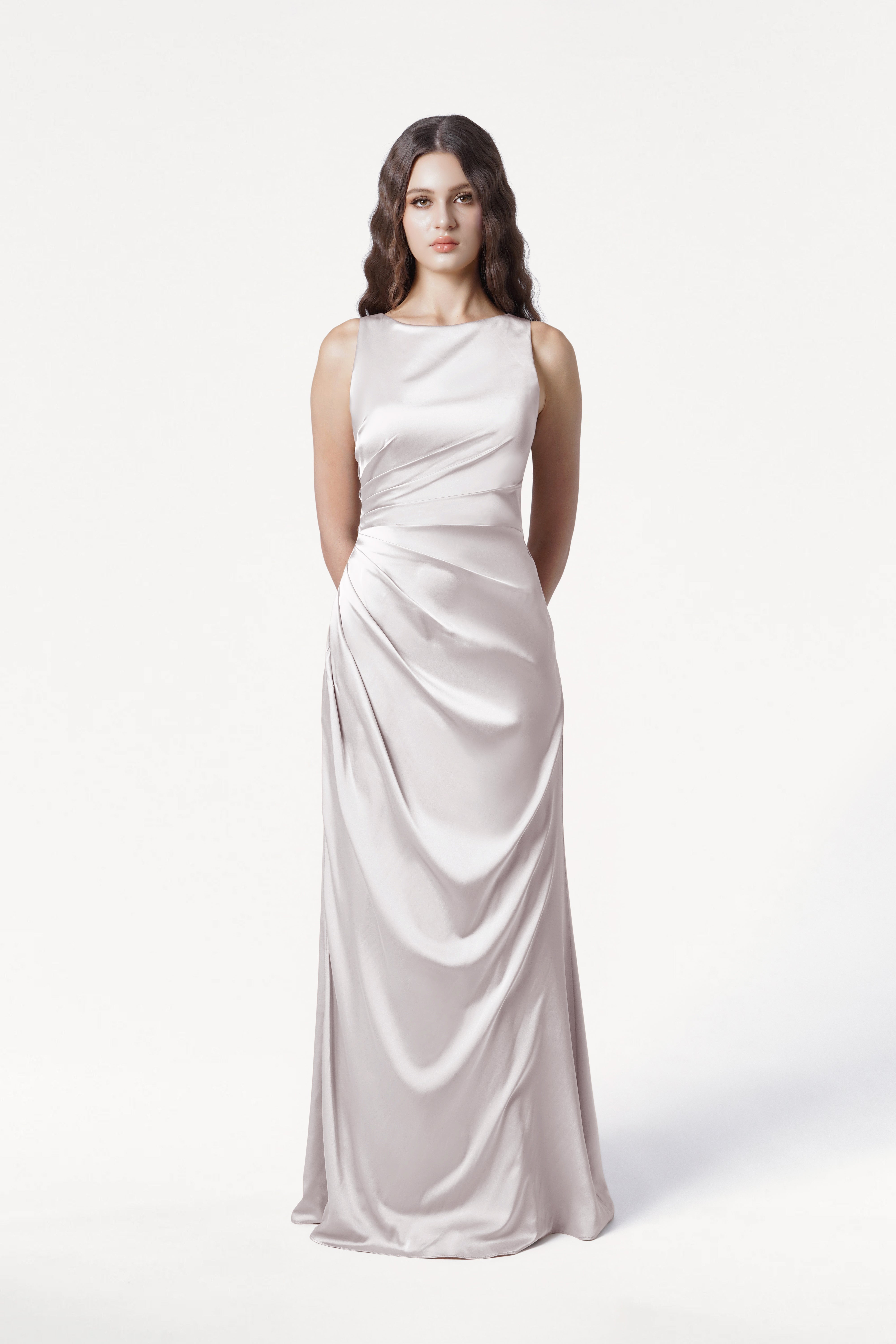 Nala Bridesmaid Dress in Oyster Satin