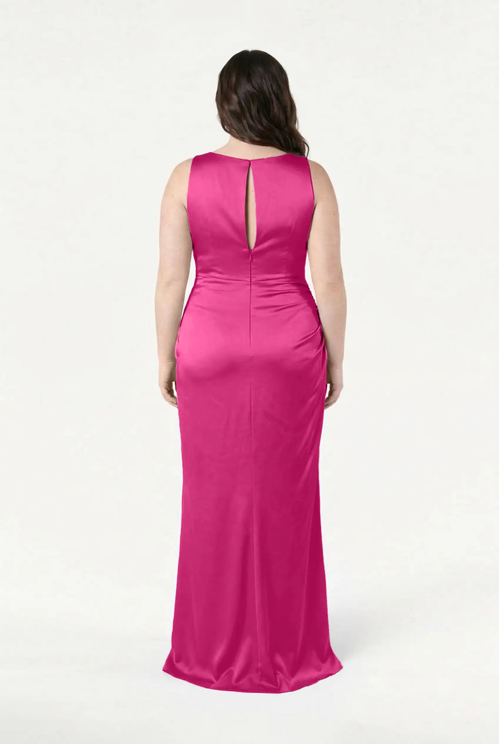 Nala Bridesmaid Dress in Cerise Satin