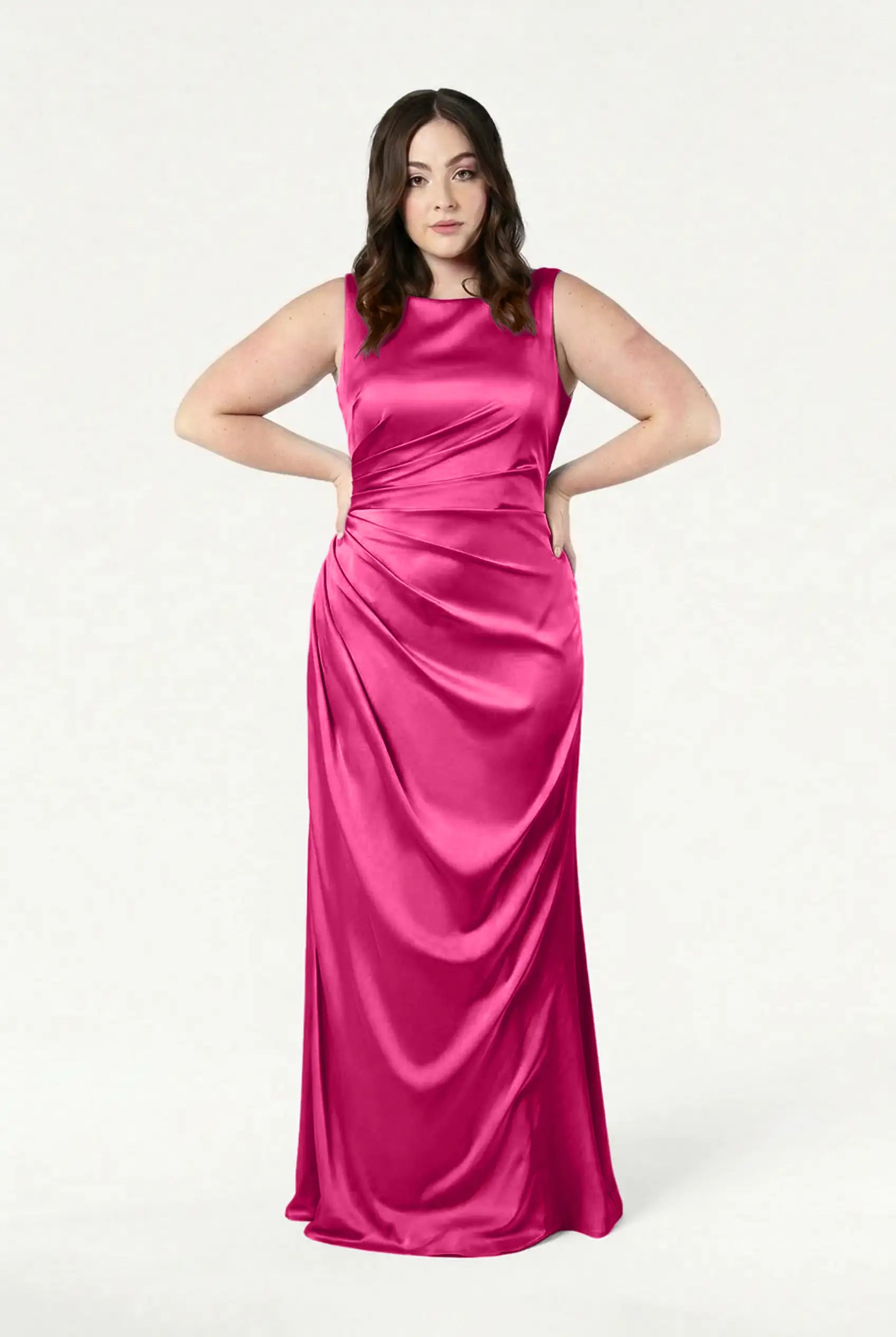 Nala Bridesmaid Dress in Cerise Satin