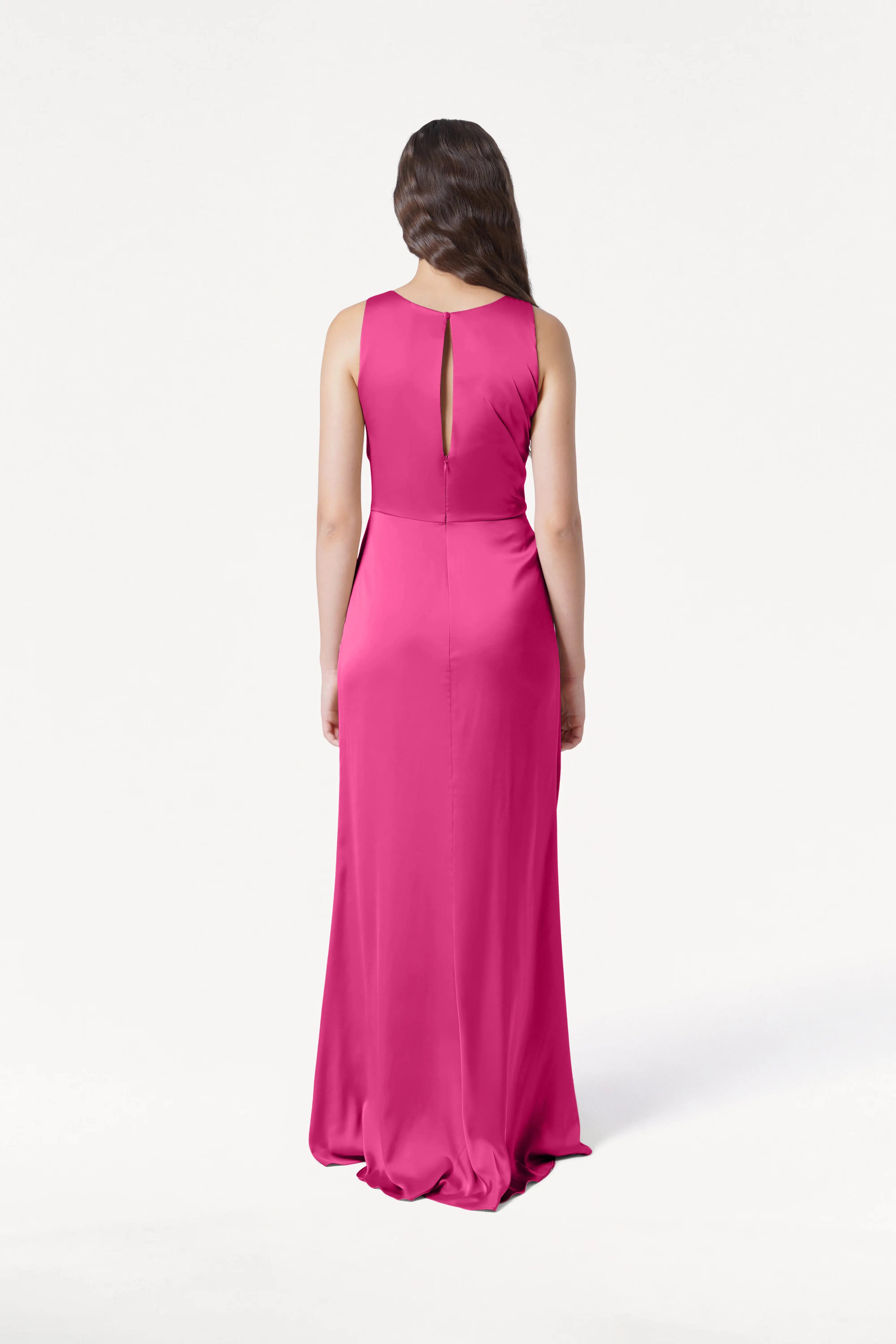 Nala Bridesmaid Dress in Cerise Satin