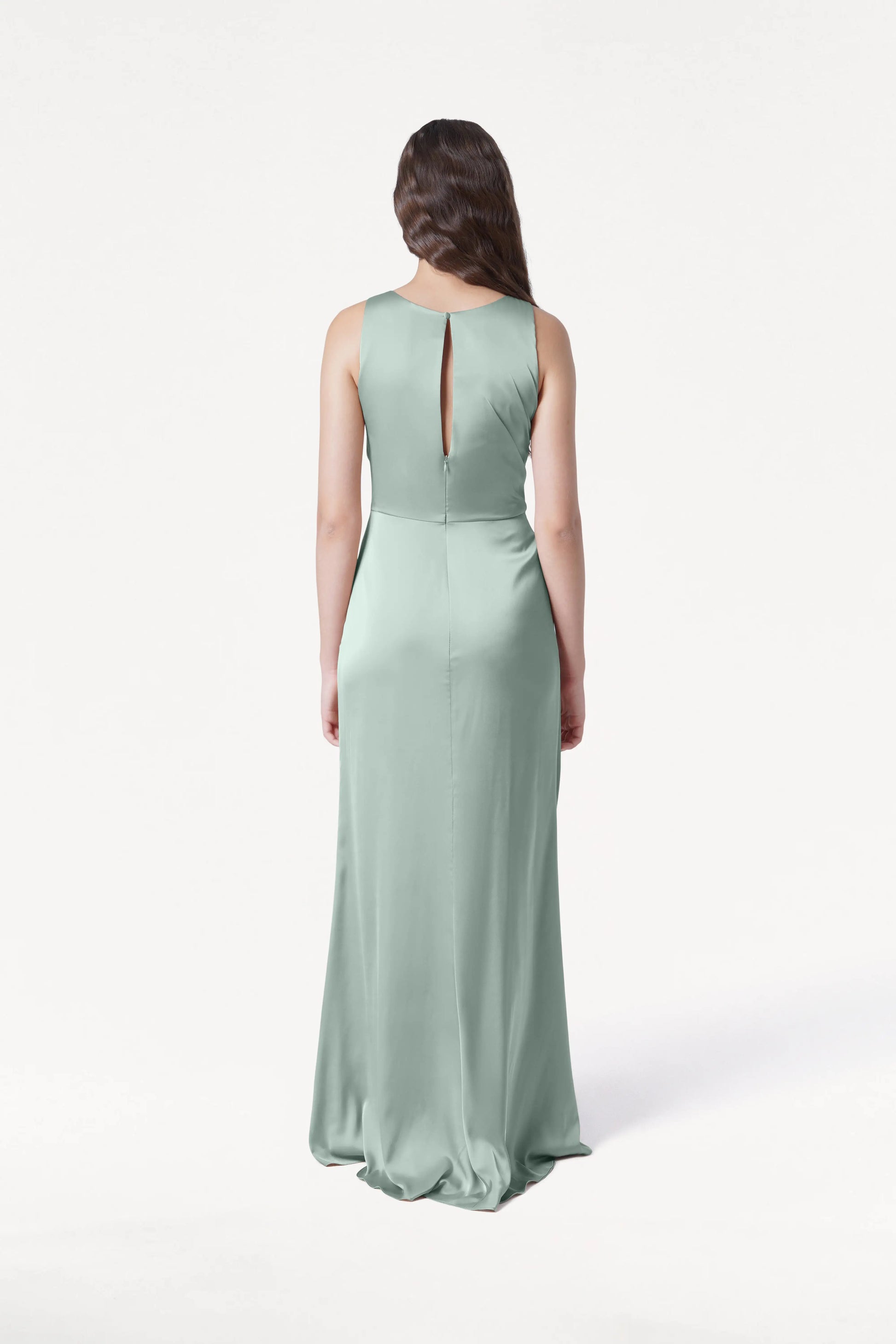 Nala Bridesmaid Dress in Dusty Eucalyptus Satin