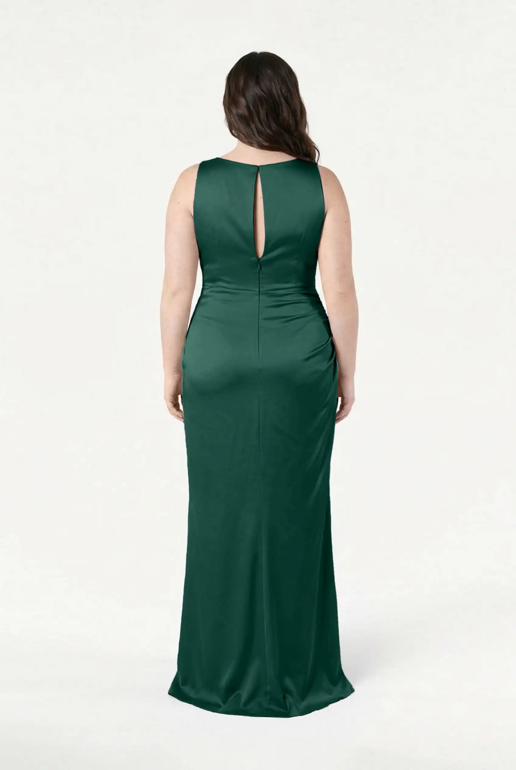 Nala Bridesmaid Dress in Forest Green Satin
