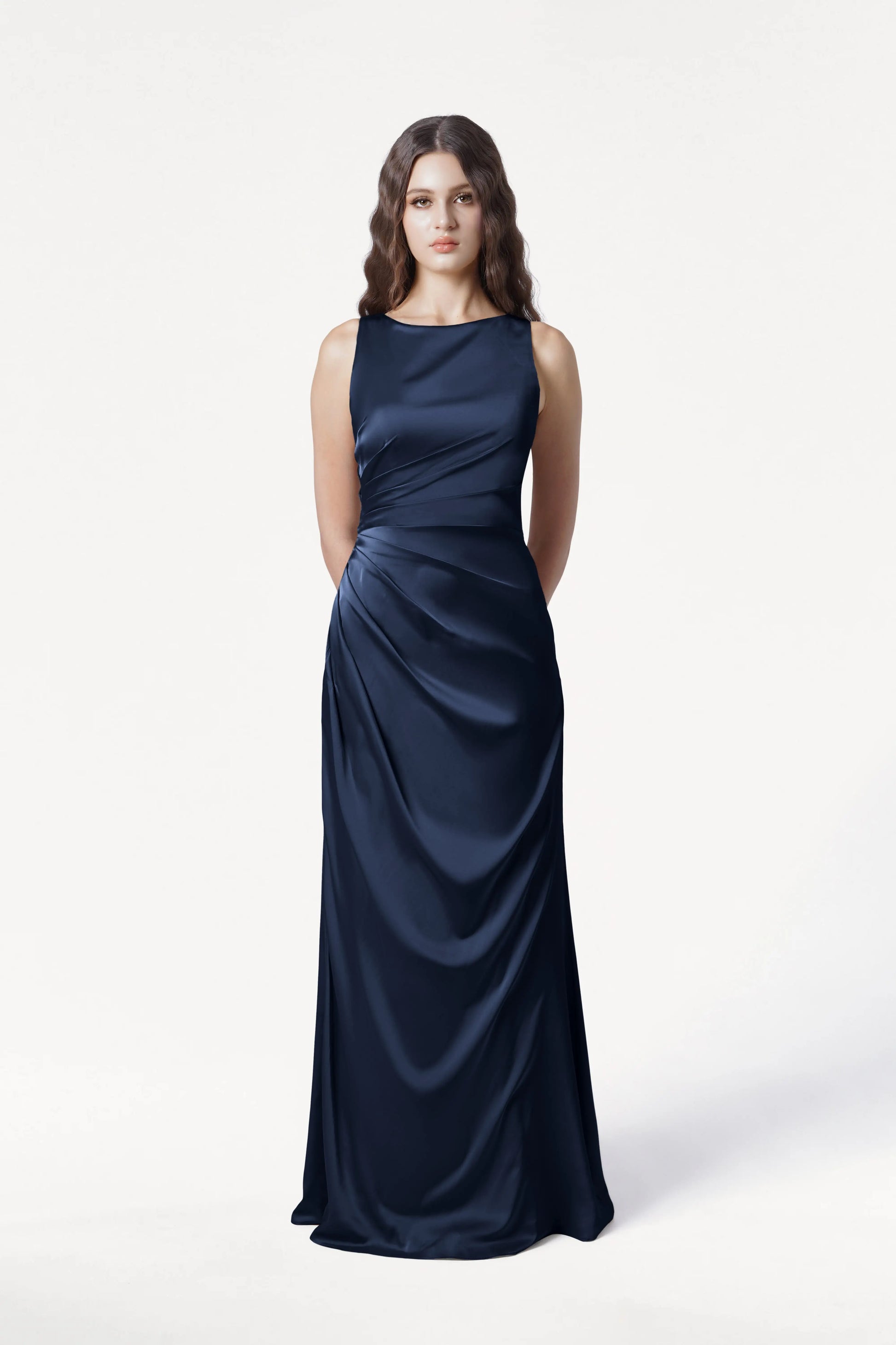 Nala Bridesmaid Dress in Navy Satin