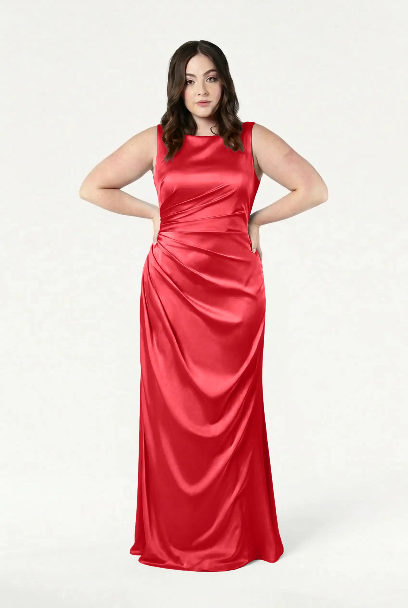 Nala Bridesmaid Dress in Ruby Satin