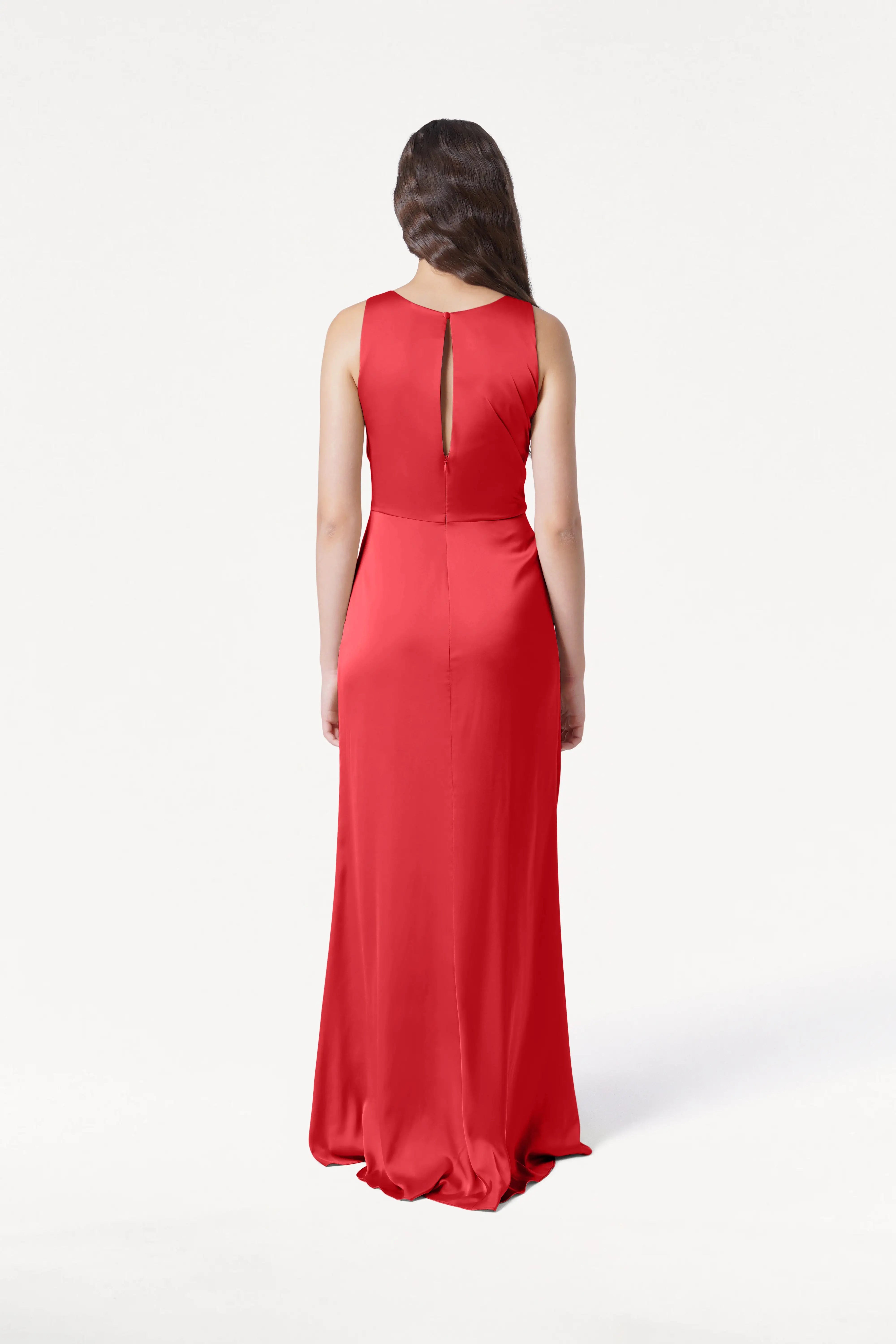 Nala Bridesmaid Dress in Ruby Satin