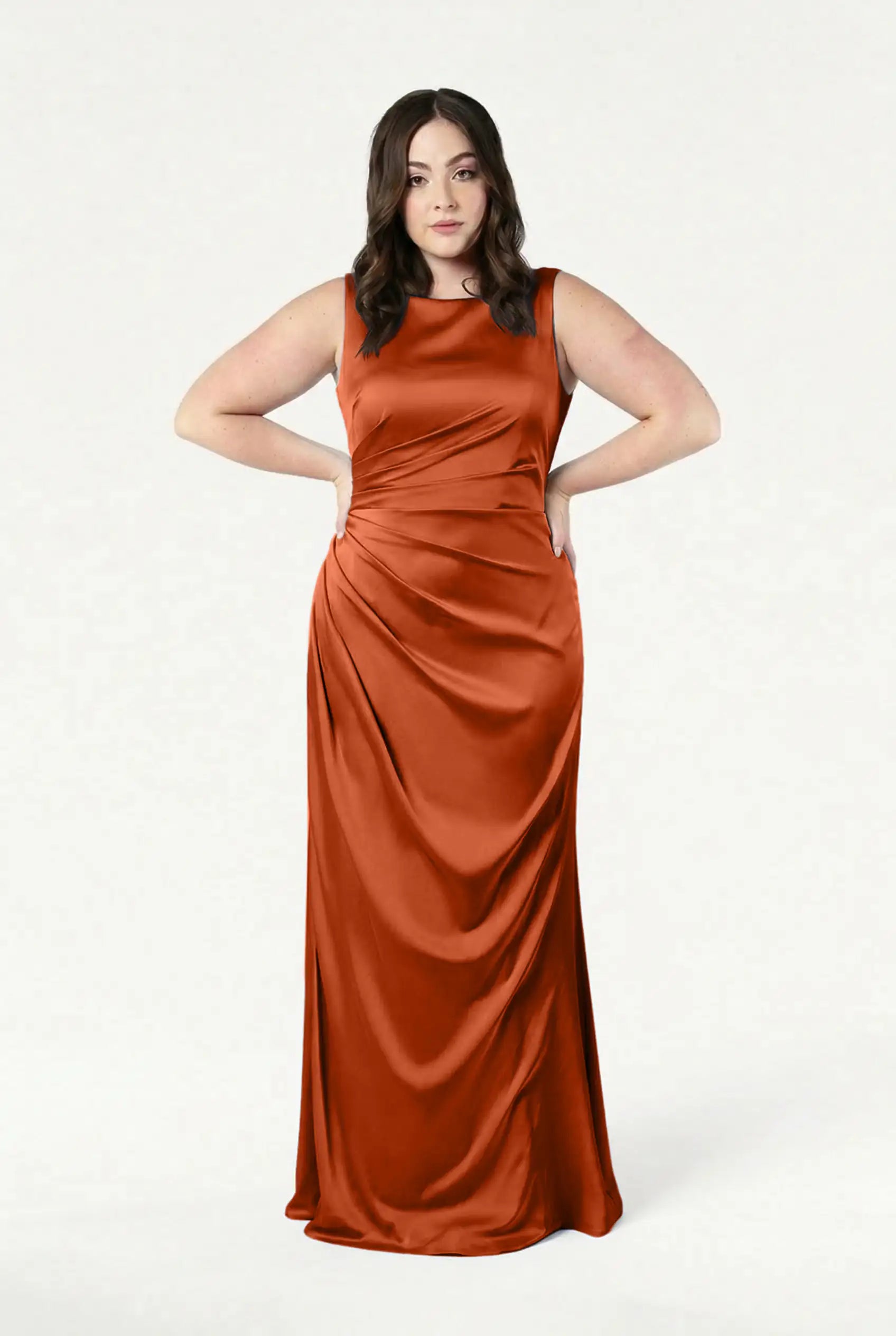 Nala Bridesmaid Dress in Terracotta Satin