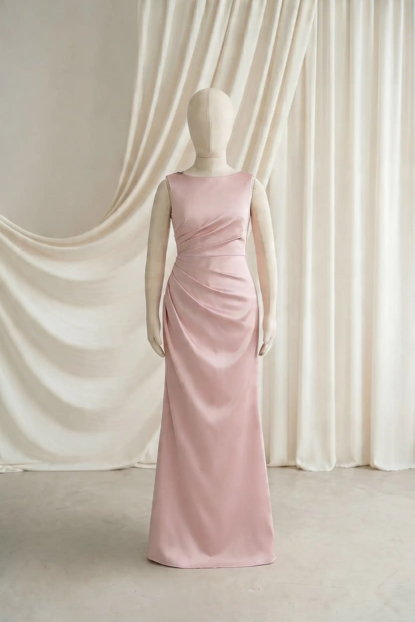 Nala Junior Bridesmaid Dress in Blush Pink Satin