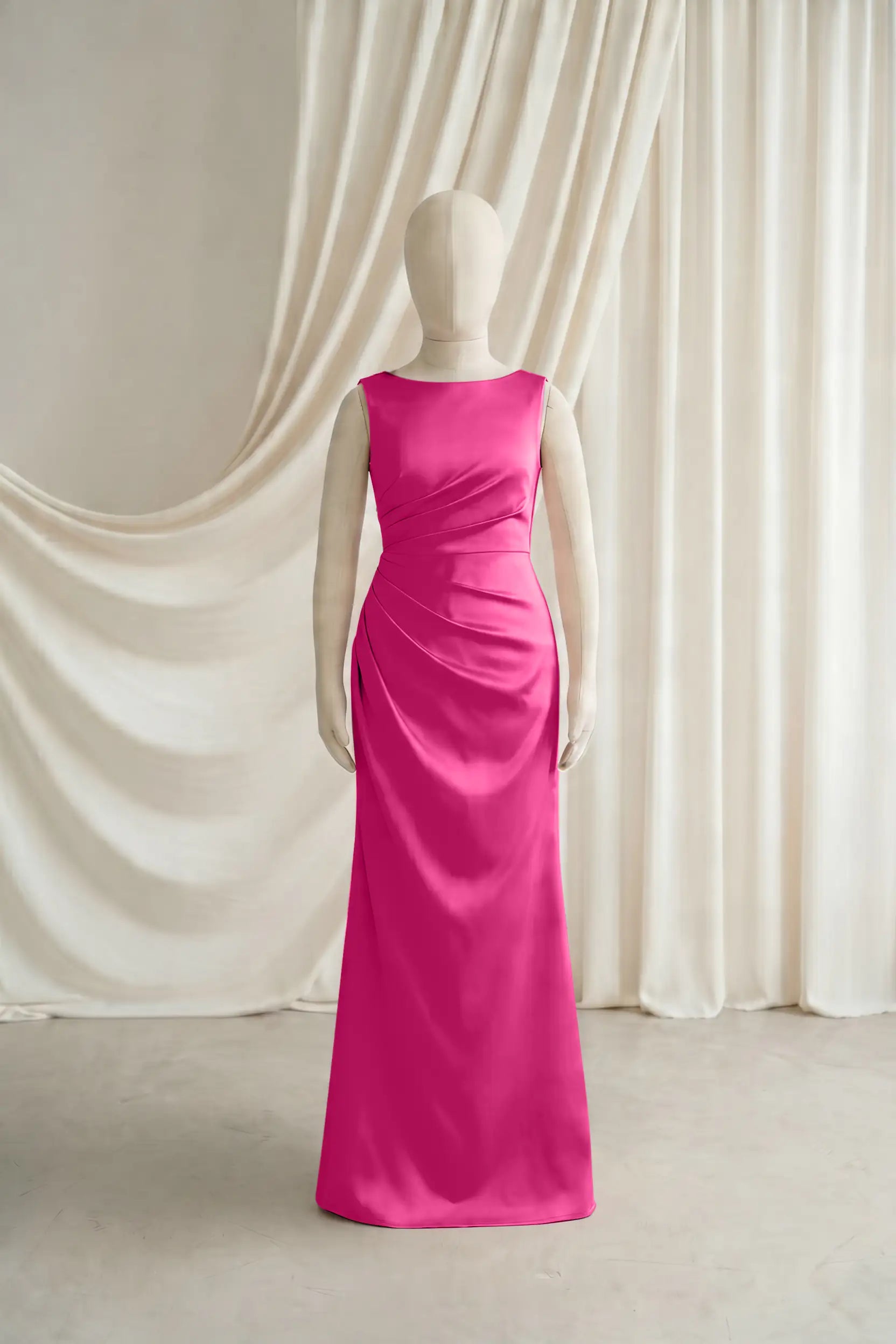 Nala Junior Bridesmaid Dress in Cerise Satin
