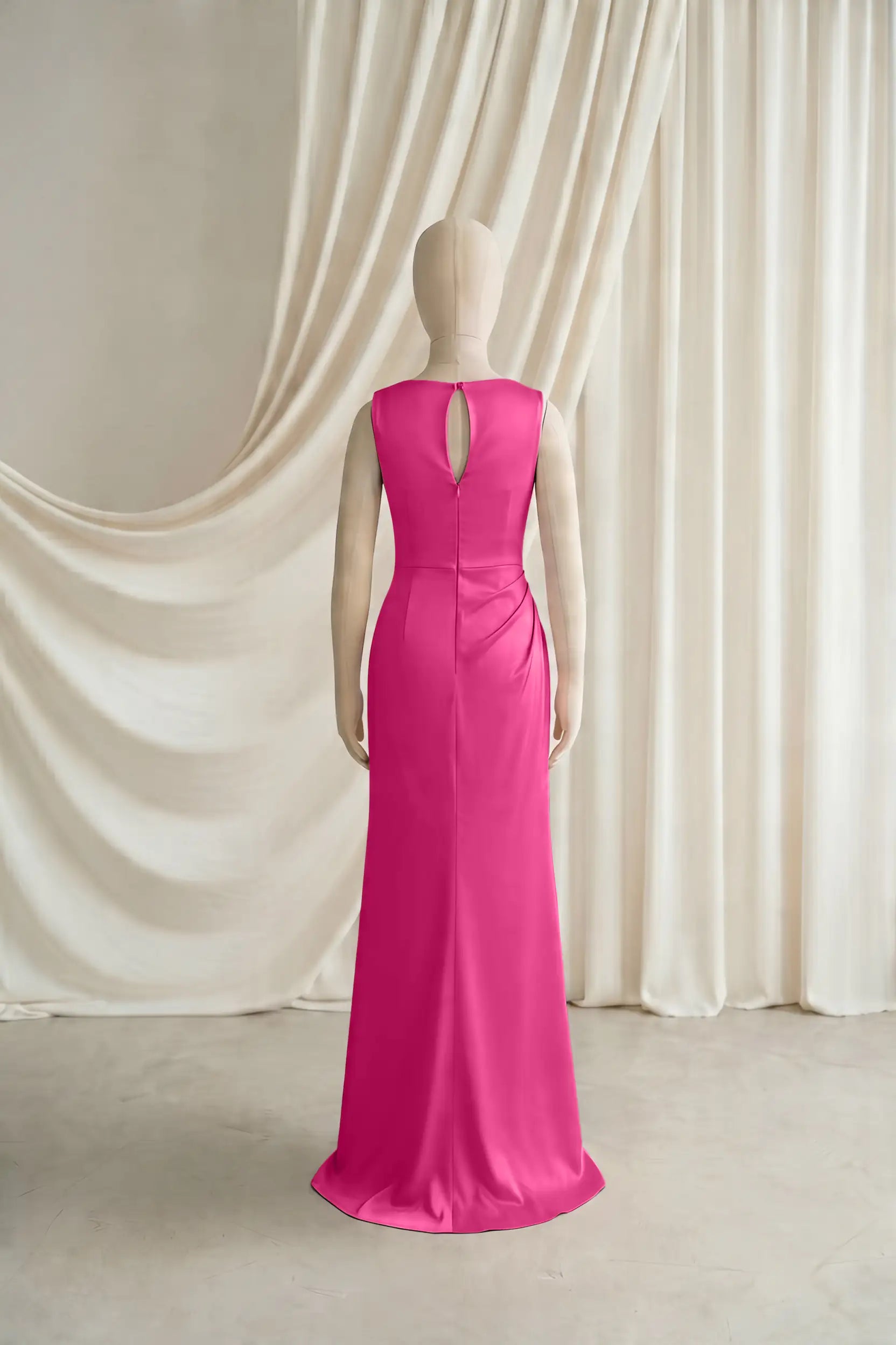 Nala Junior Bridesmaid Dress in Cerise Satin