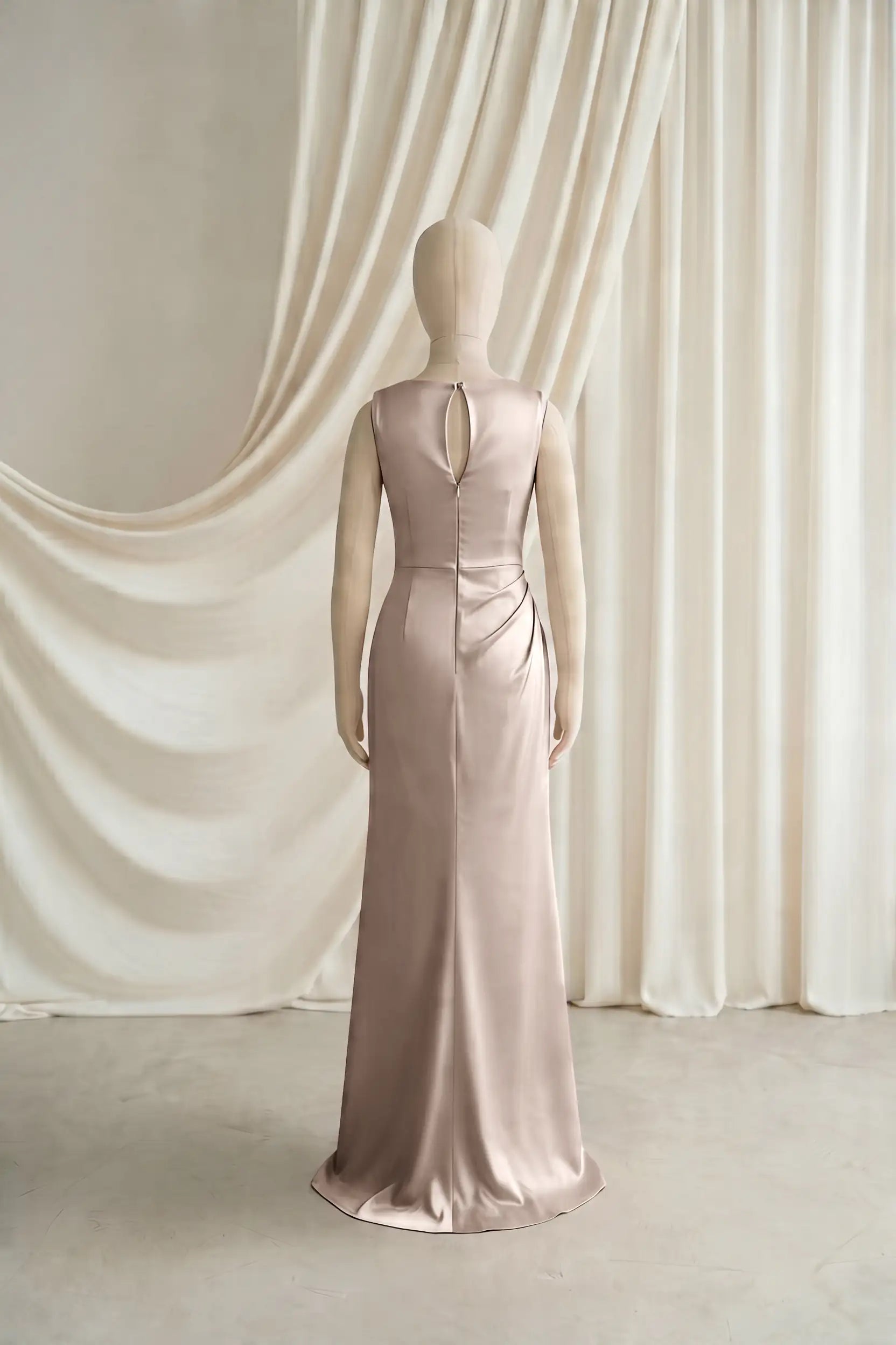 Nala Junior Bridesmaid Dress in Champagne Sky Satin