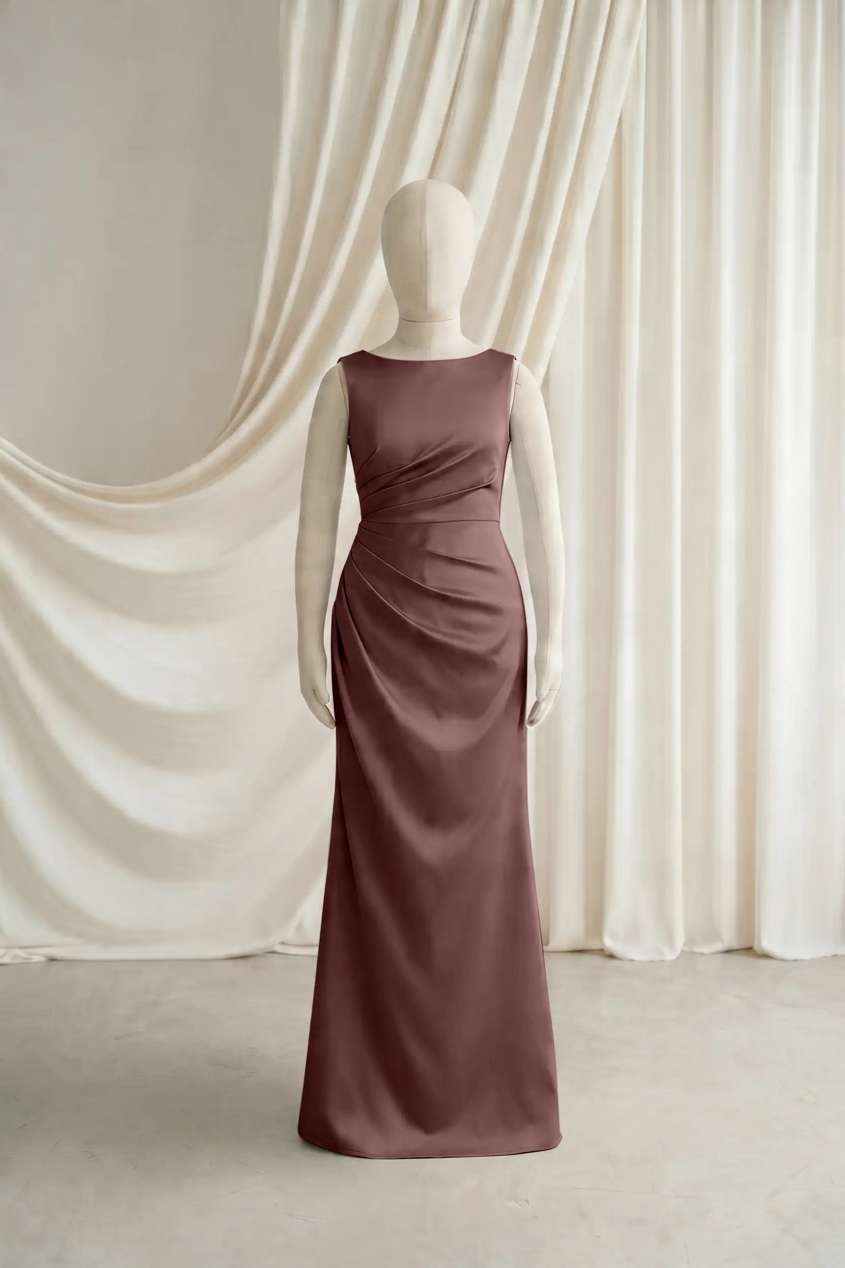 Nala Junior Bridesmaid Dress in Chocolate Brown Satin