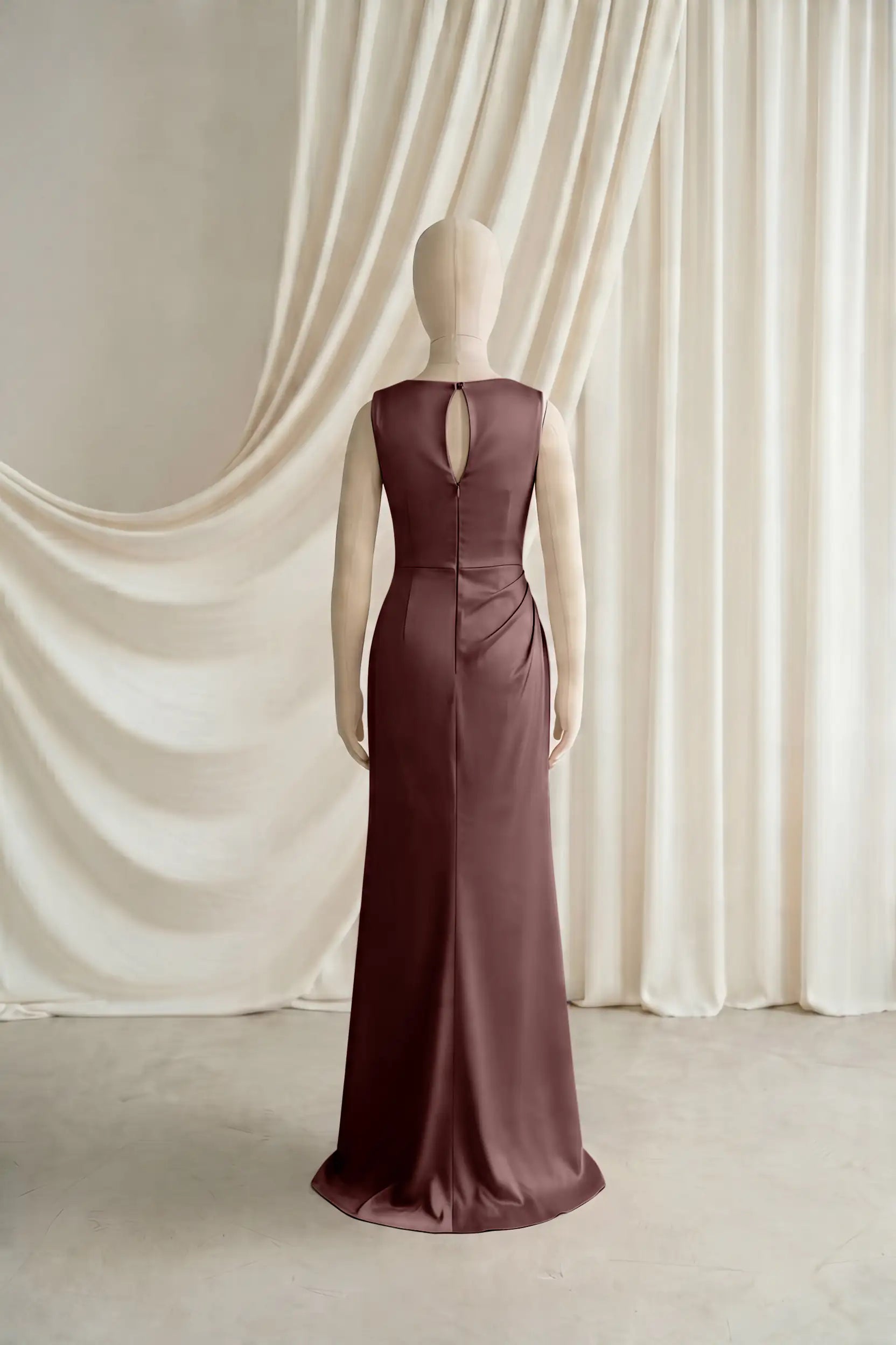 Nala Junior Bridesmaid Dress in Chocolate Brown Satin