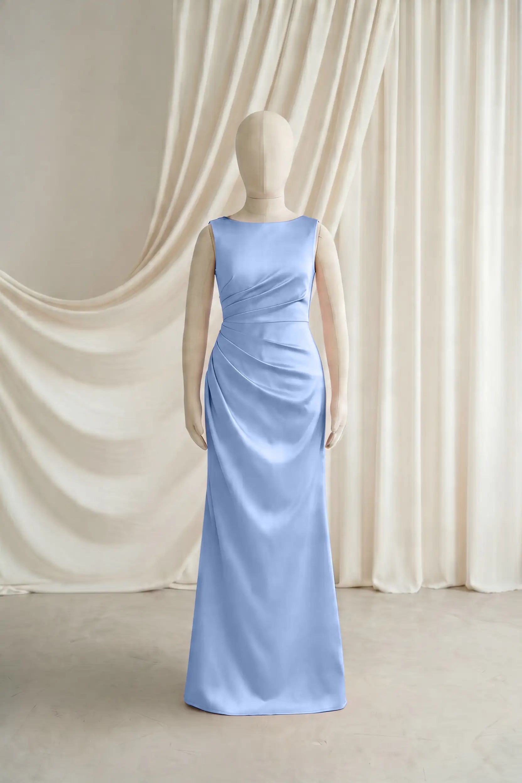 Nala Junior Bridesmaid Dress in Dusty Blue Satin
