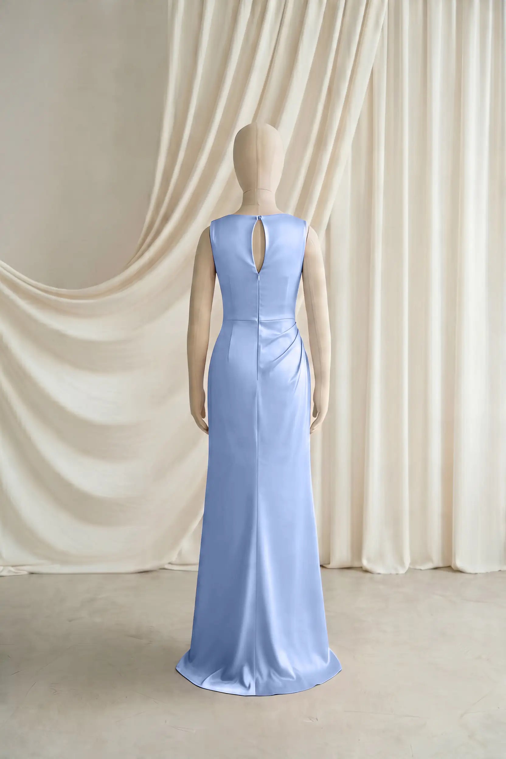 Nala Junior Bridesmaid Dress in Dusty Blue Satin