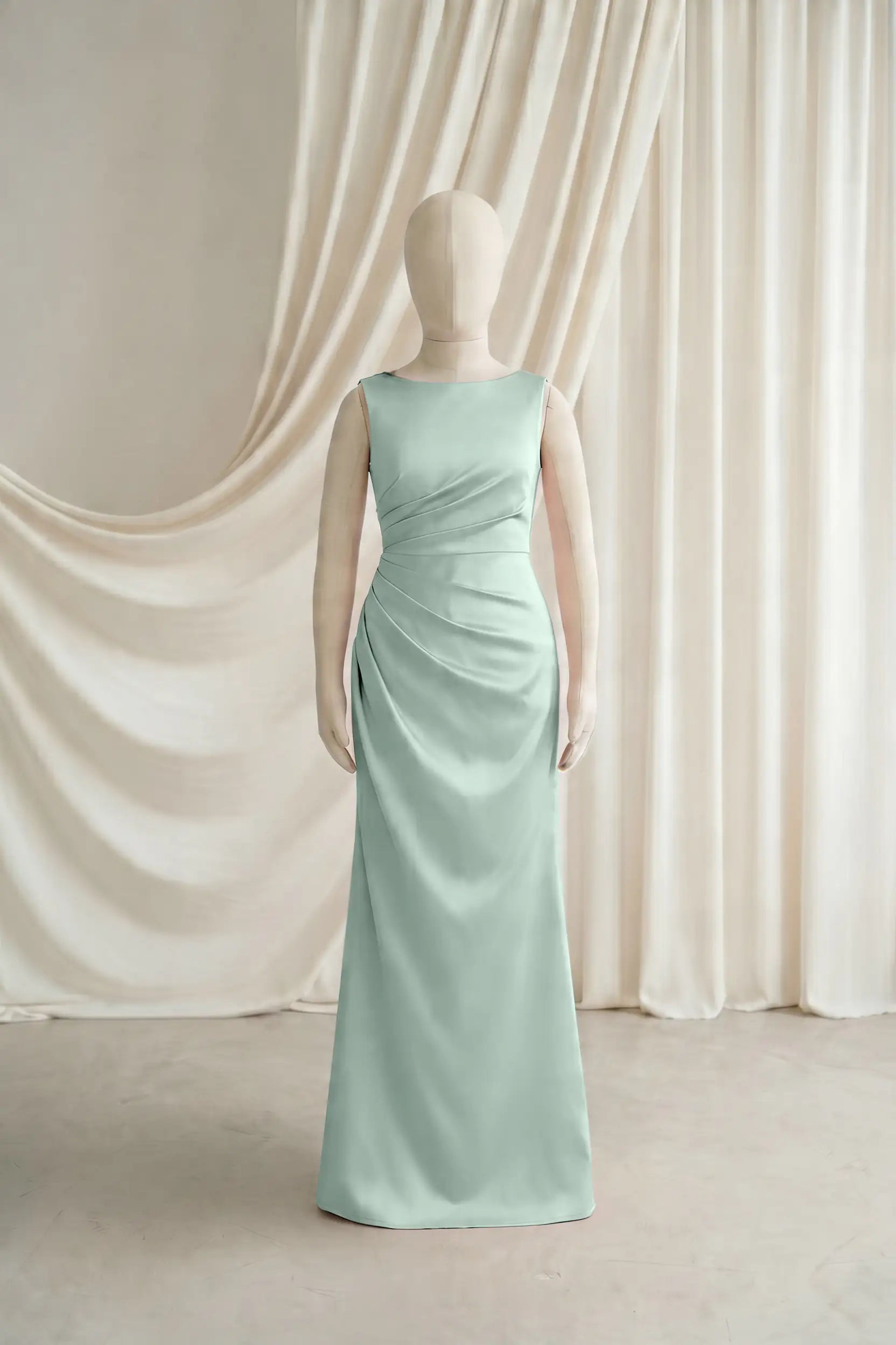 Nala Junior Bridesmaid Dress in Dusty Eucalyptus Satin
