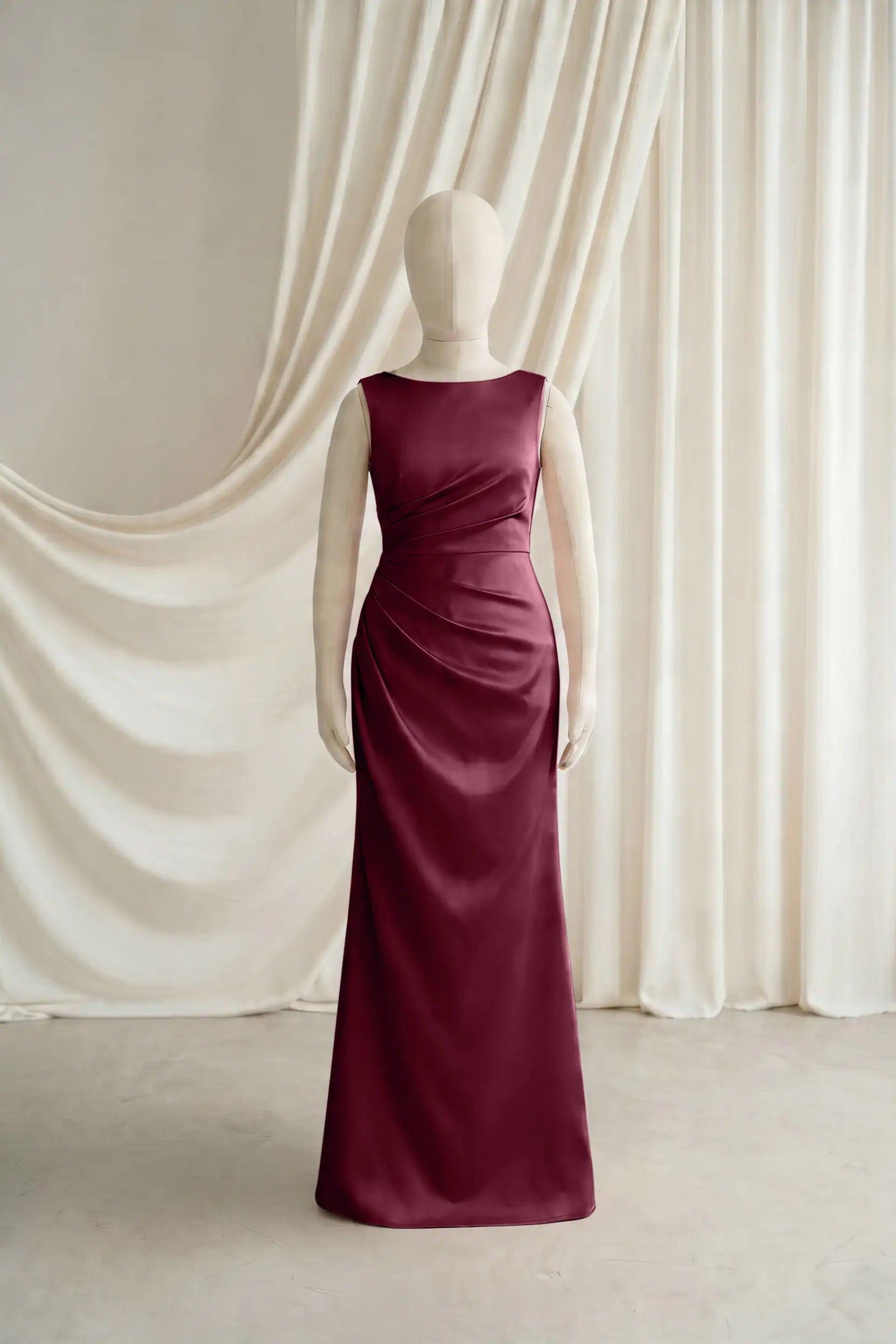Nala Junior Bridesmaid Dress in Merlot Satin