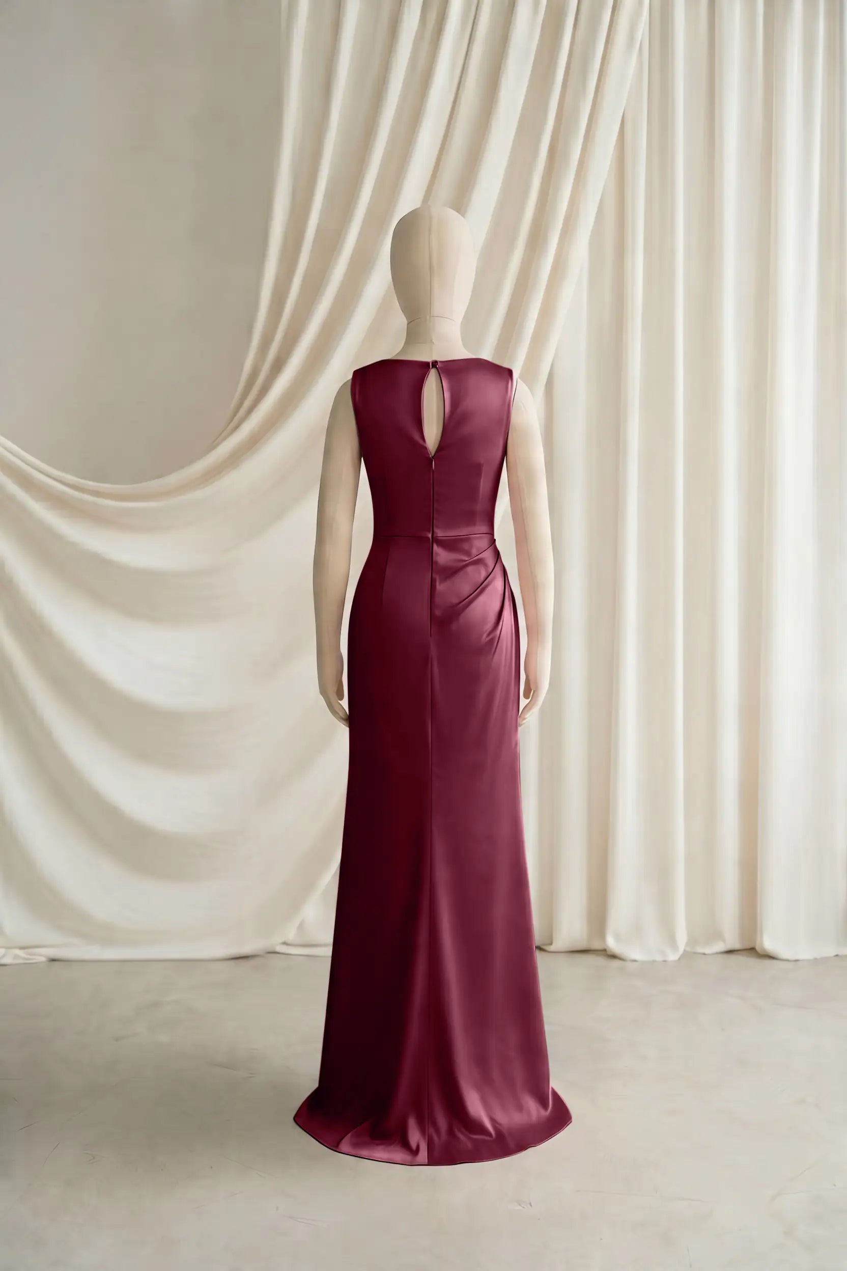Nala Junior Bridesmaid Dress in Merlot Satin