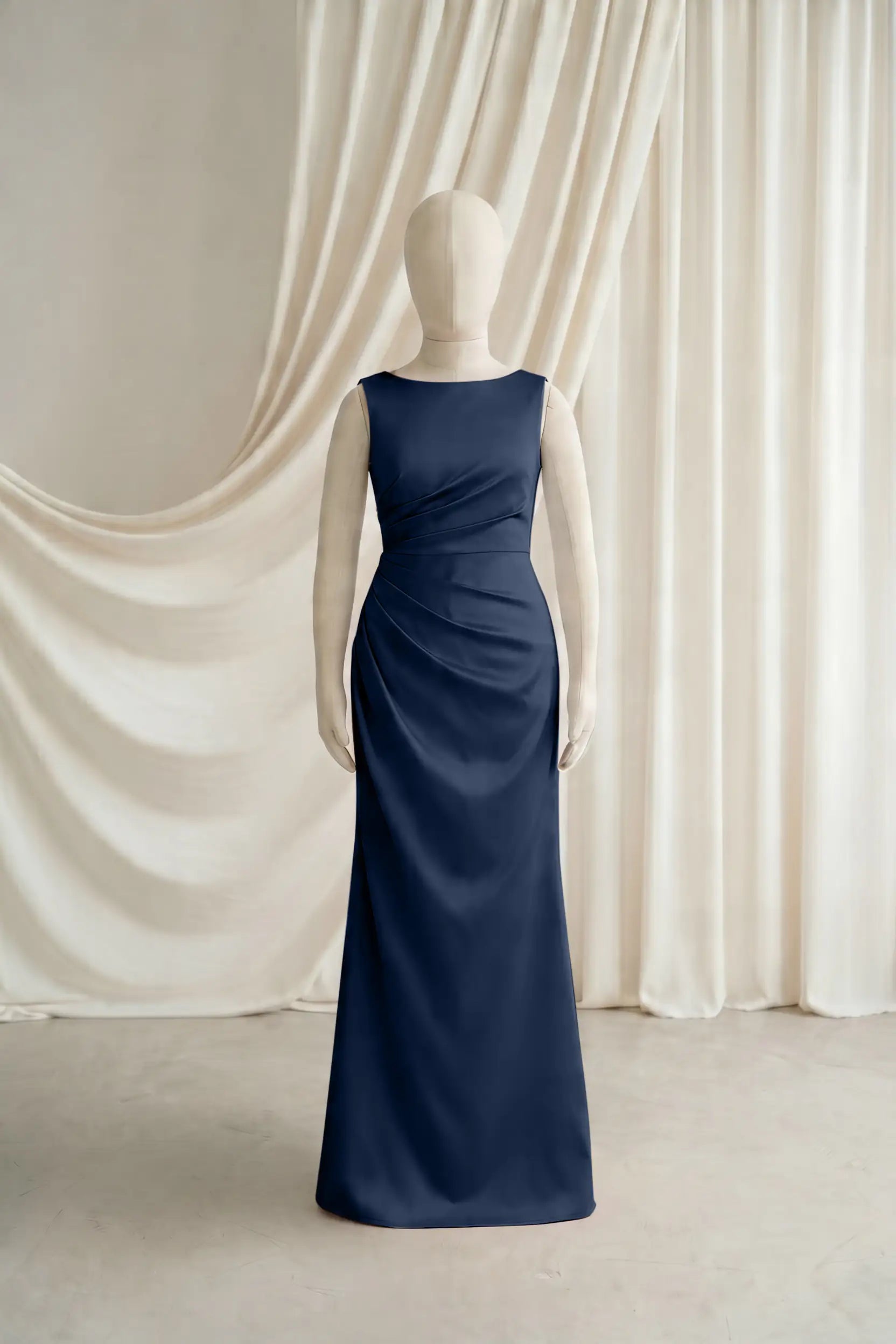 Nala Junior Bridesmaid Dress in Navy Satin