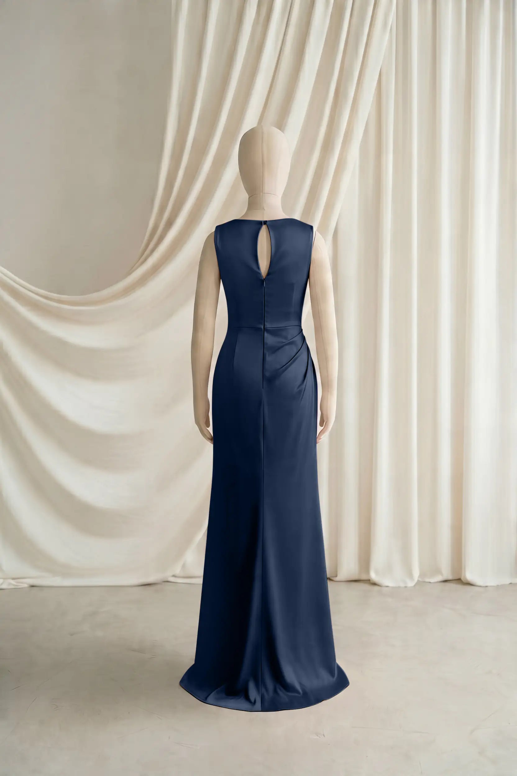 Nala Junior Bridesmaid Dress in Navy Satin