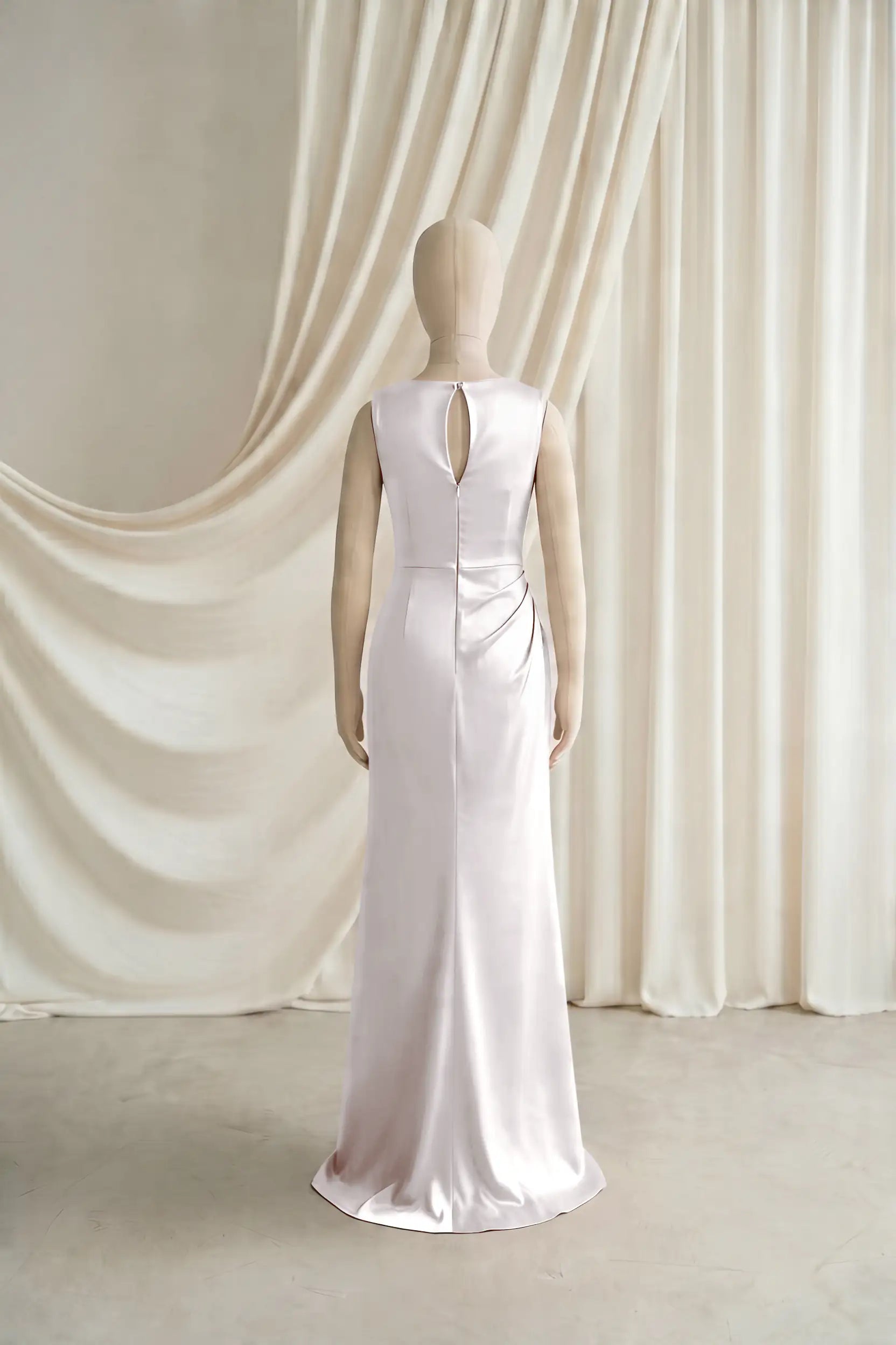 Nala Junior Bridesmaid Dress in Oyster Satin