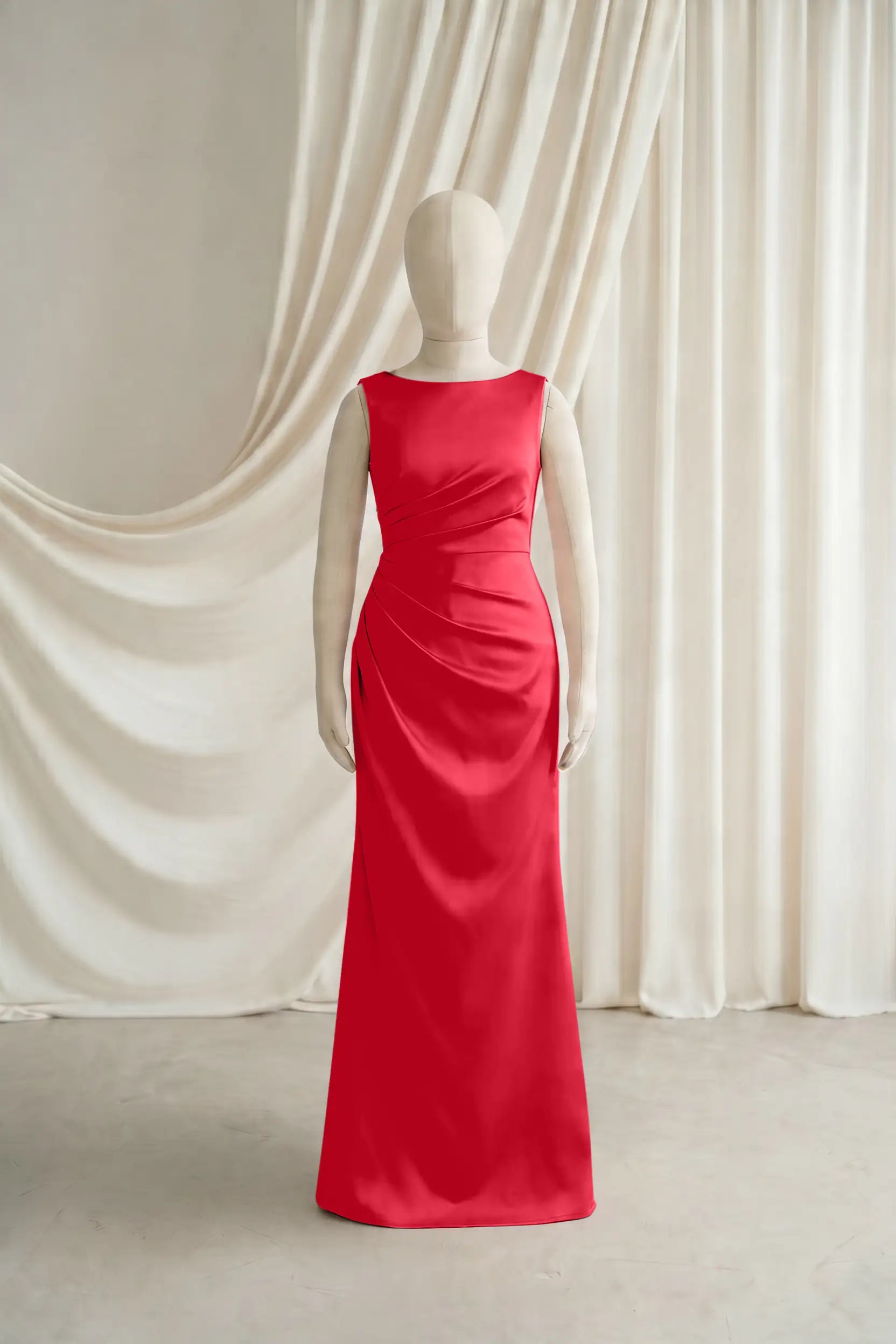 Nala Junior Bridesmaid Dress in Ruby Satin