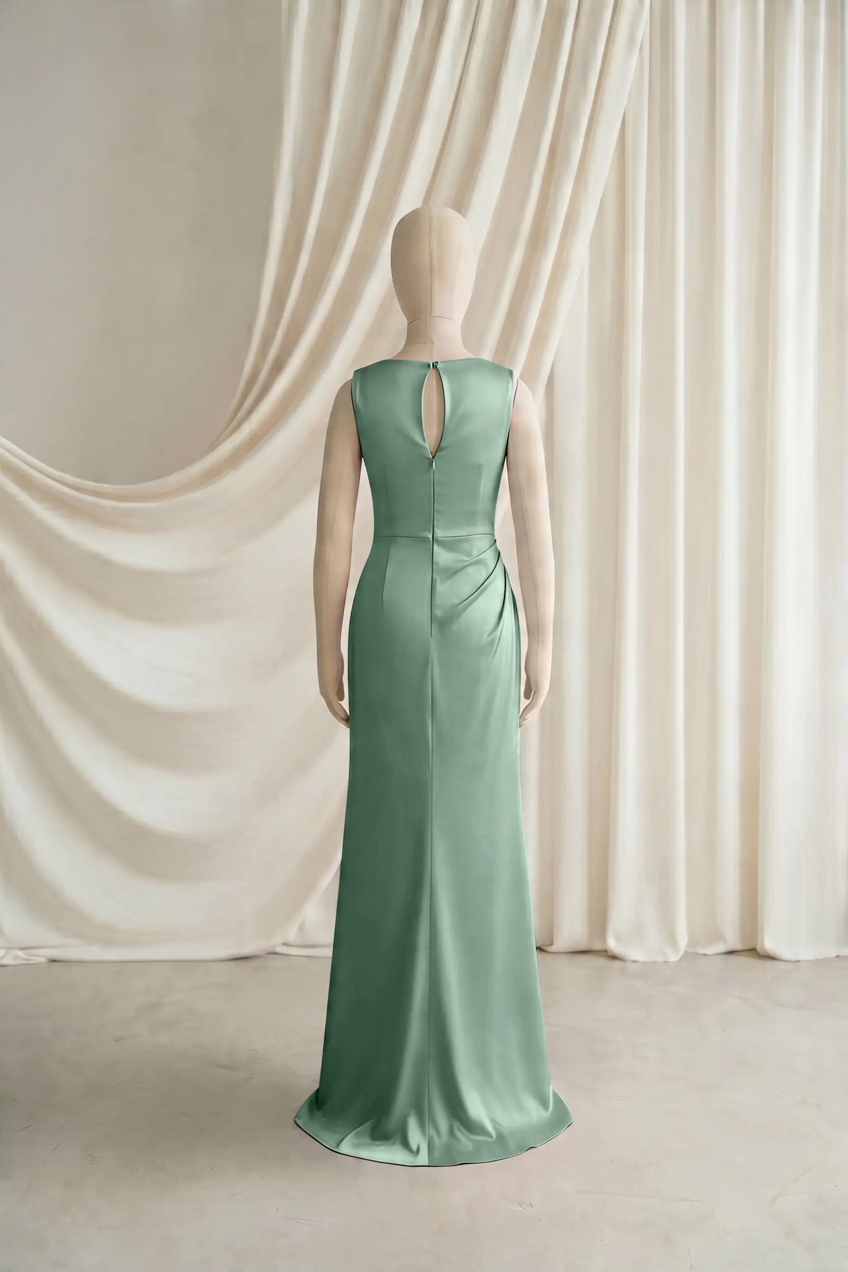 Nala Junior Bridesmaid Dress in Sage Green Satin