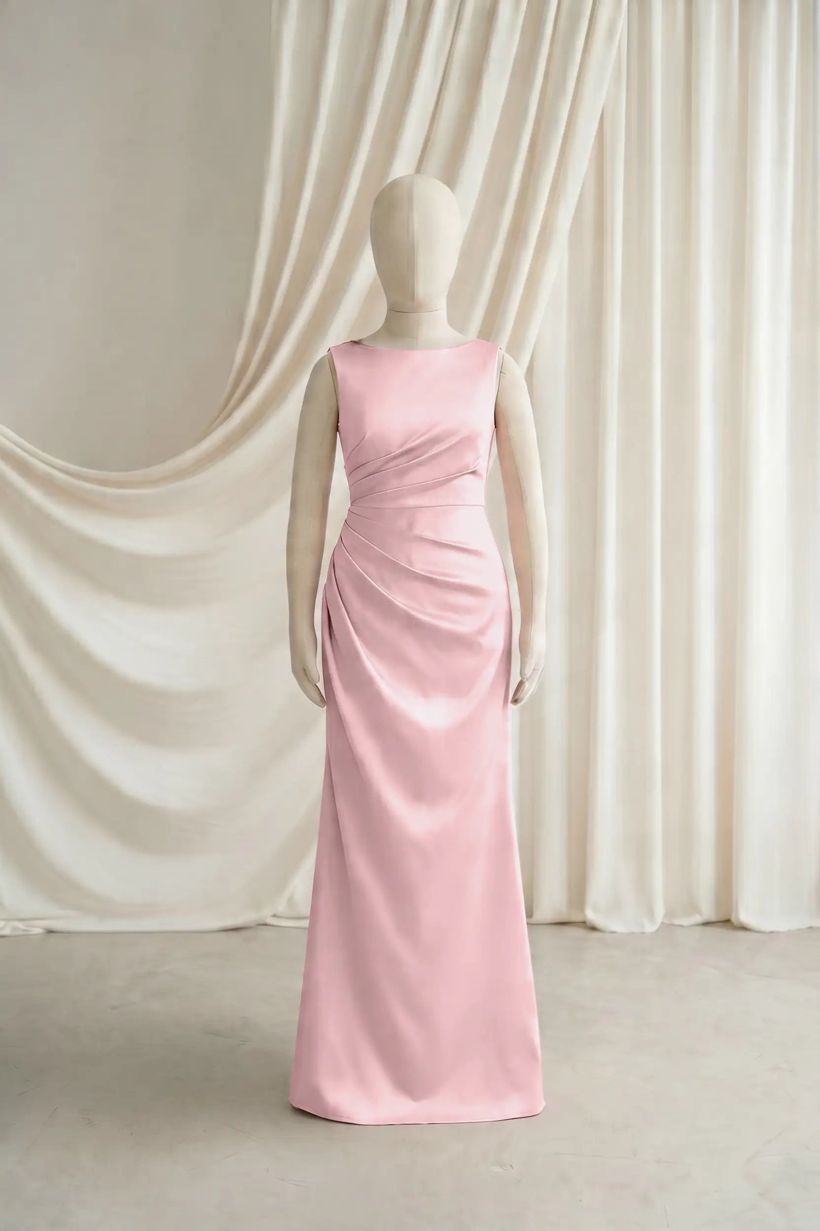 Nala Junior Bridesmaid Dress in Smoked Blush Satin