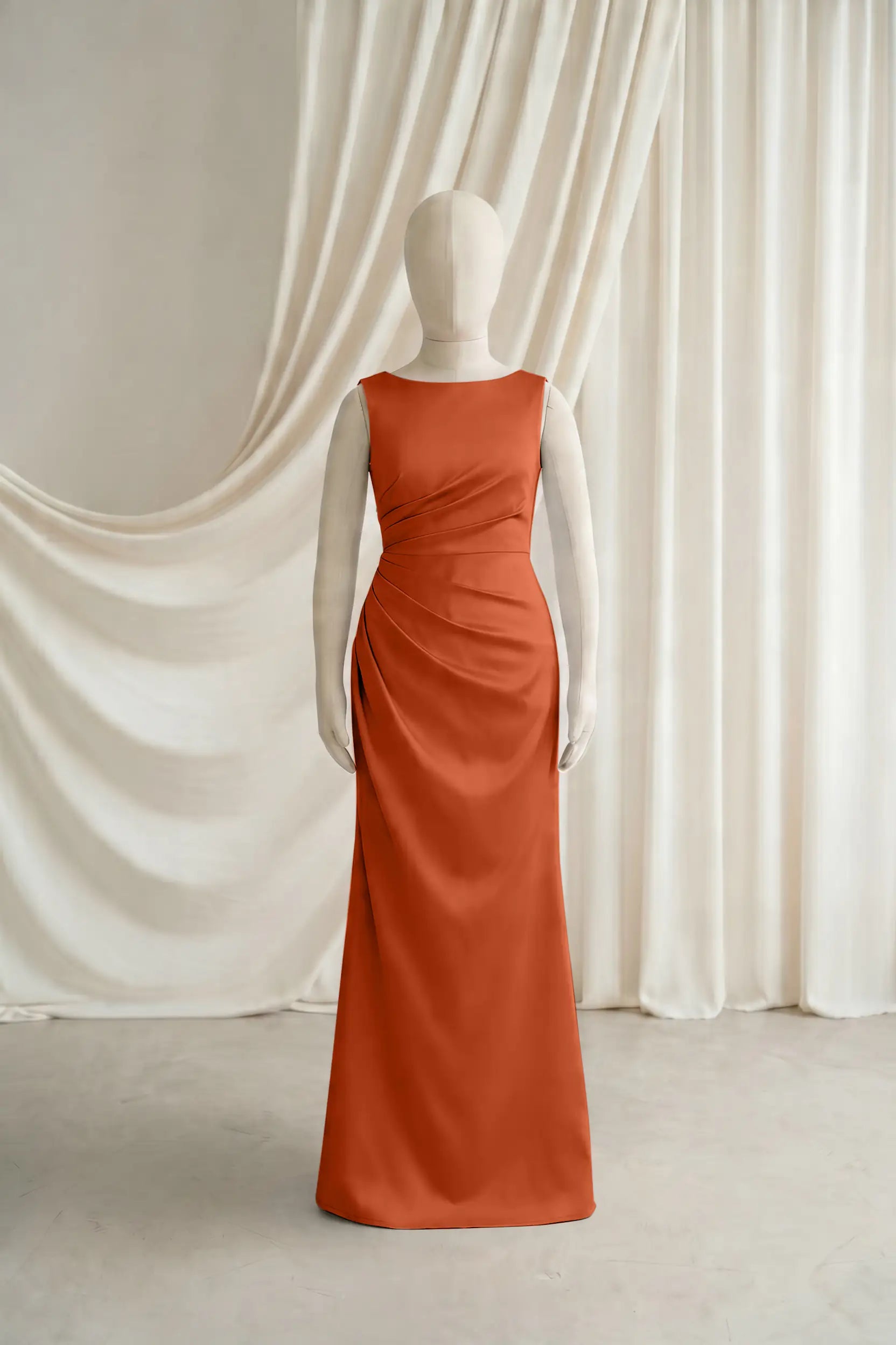 Nala Junior Bridesmaid Dress in Terracotta Satin