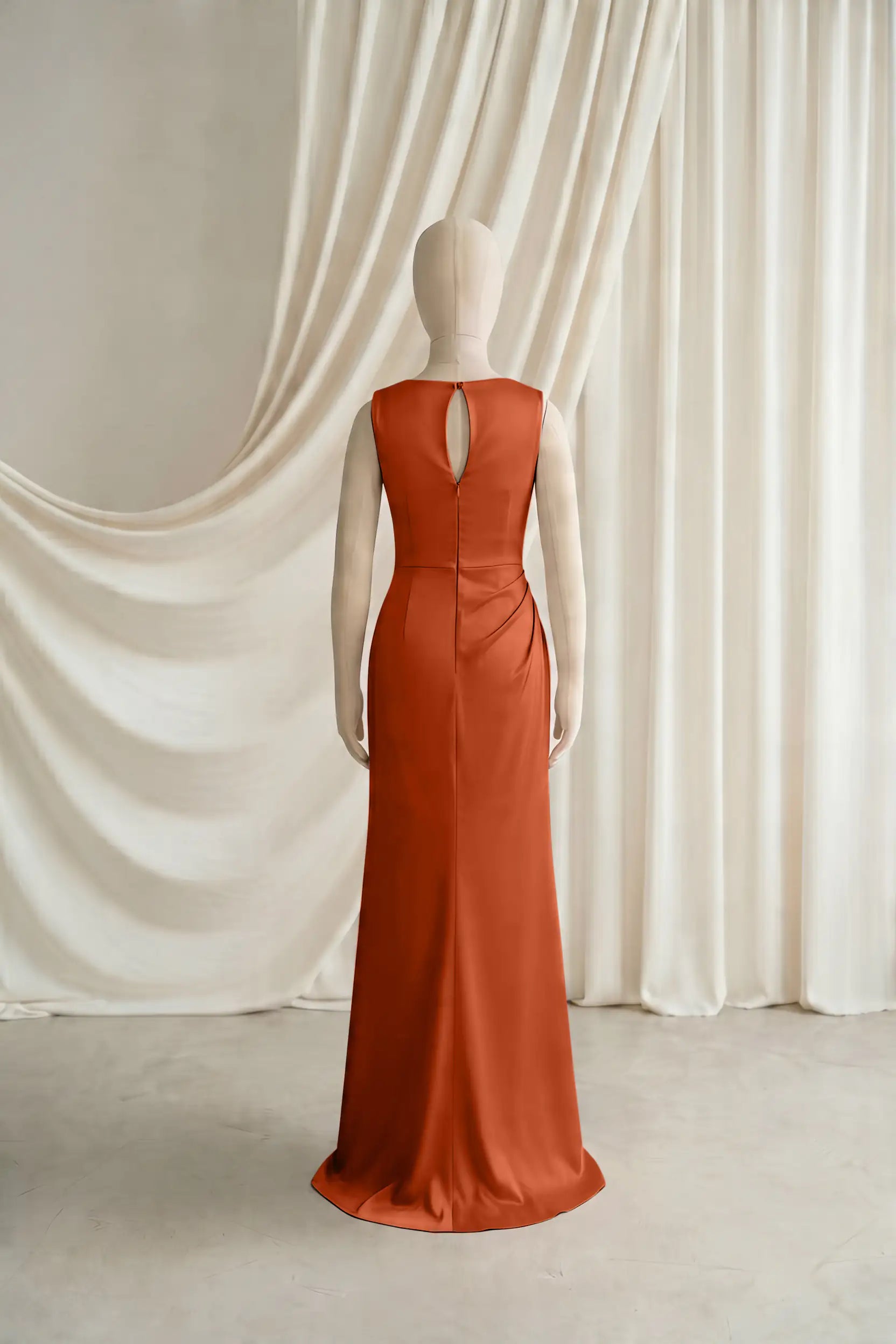 Nala Junior Bridesmaid Dress in Terracotta Satin