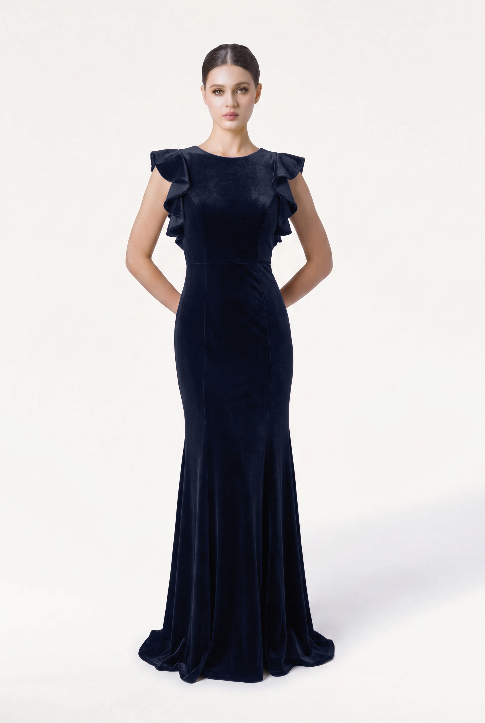 Cecelia Velvet Bridesmaid Dress in Navy
