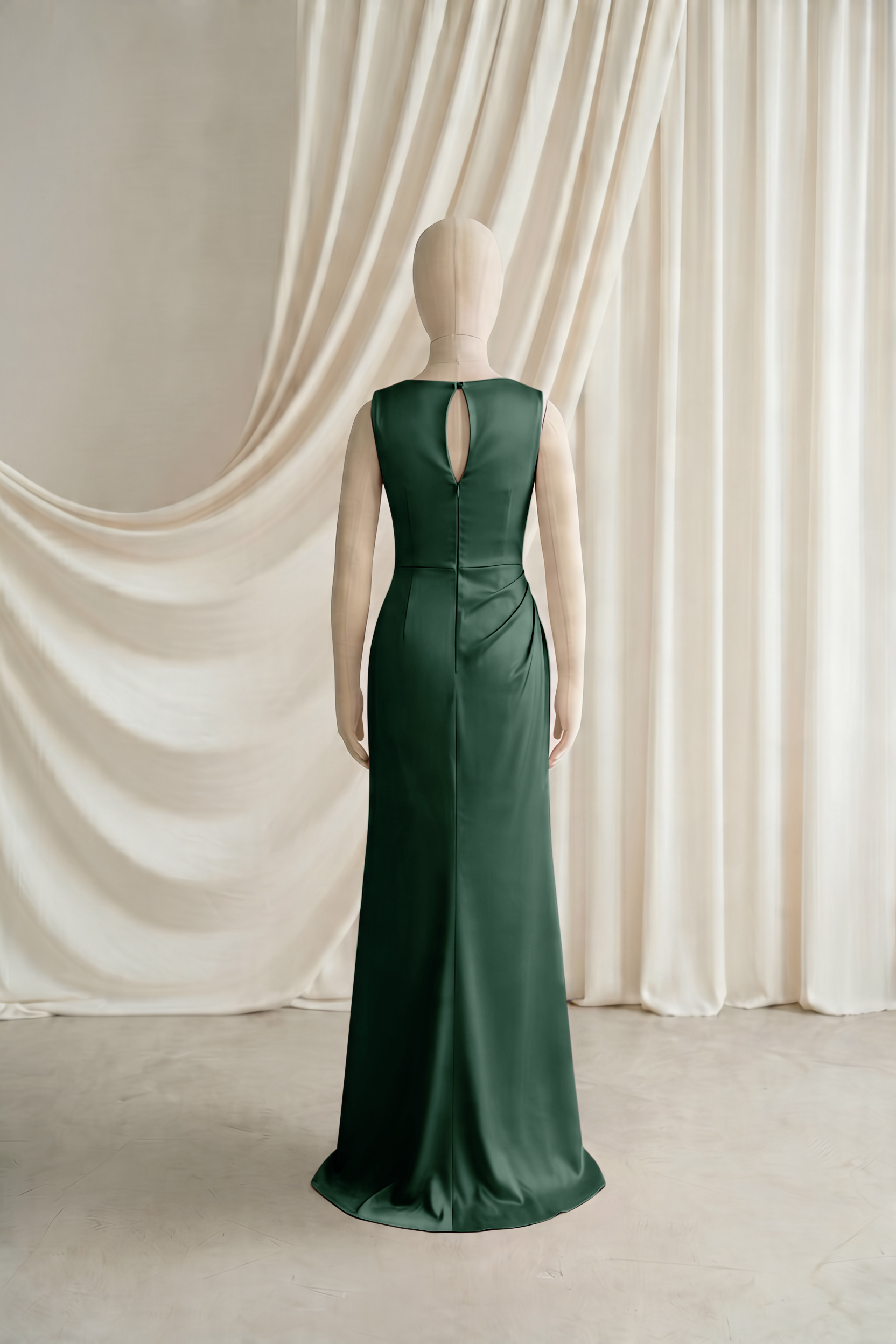 Nala Junior Bridesmaid Dress in Olive Grove Satin