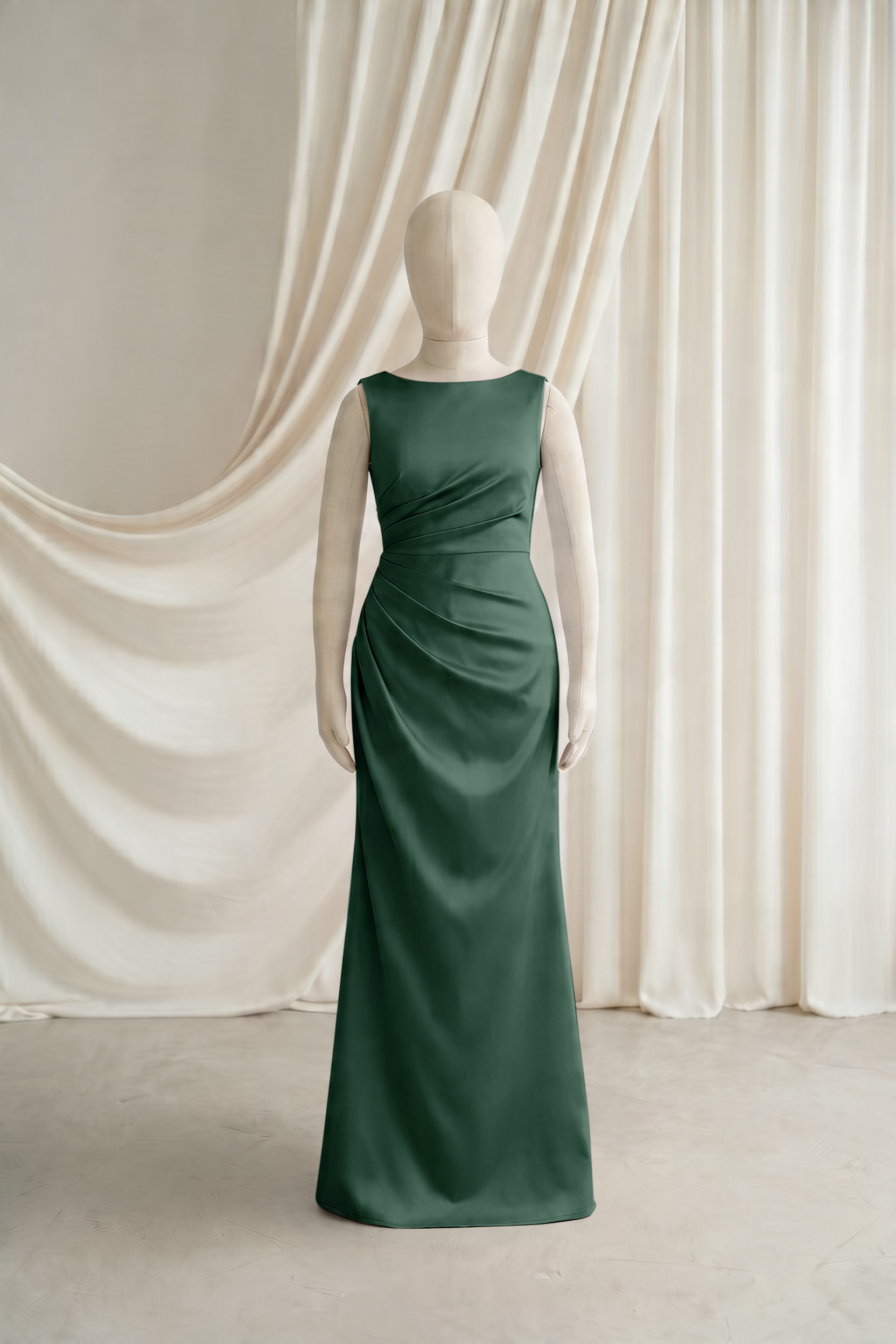 Nala Junior Bridesmaid Dress in Olive Grove Satin